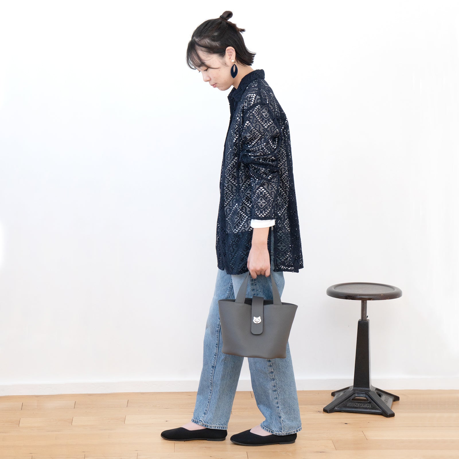 PAW Cuir Mache Bucket Bag in Graphite