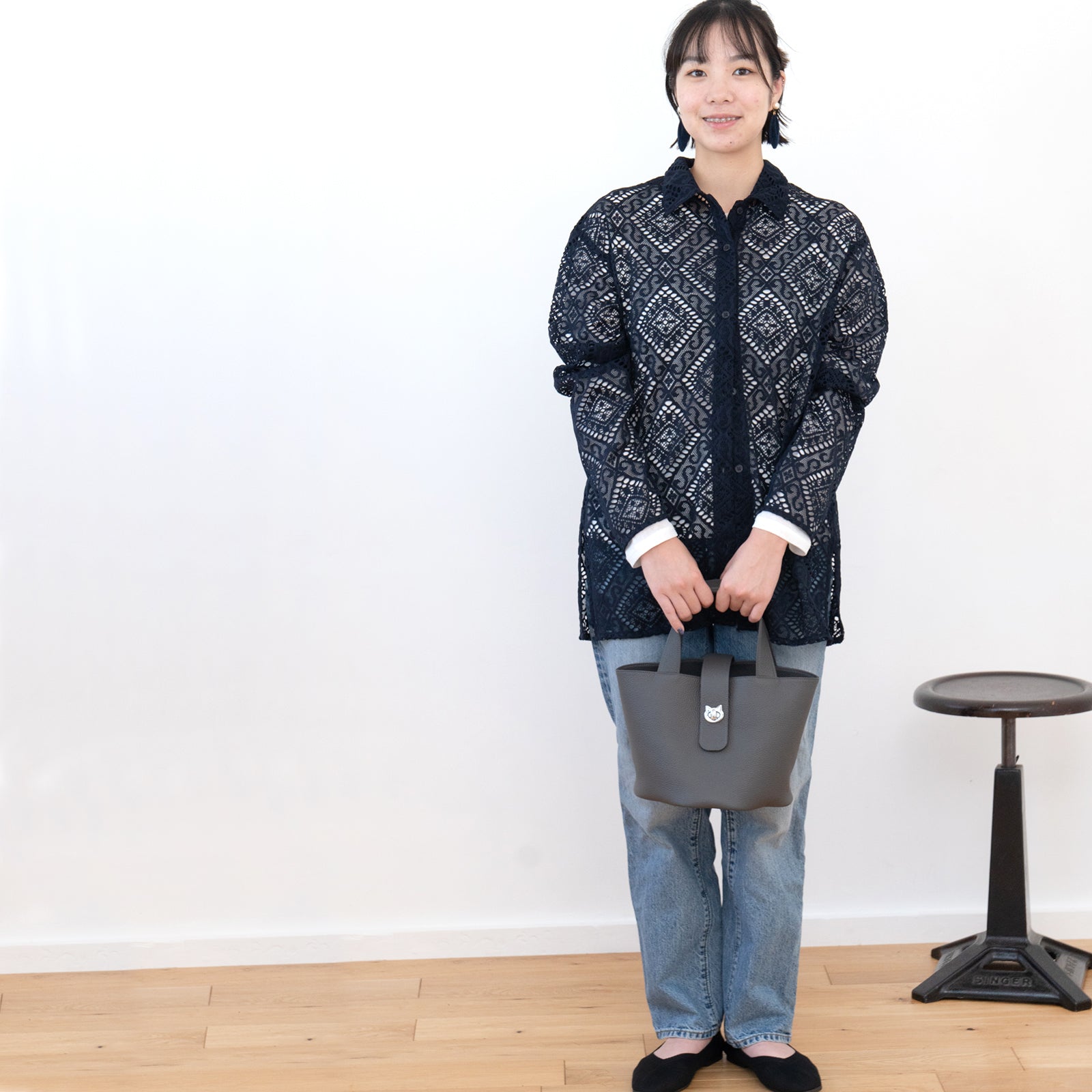 PAW Cuir Mache Bucket Bag in Graphite