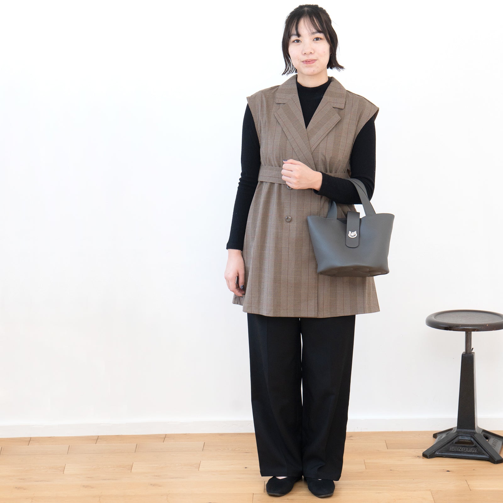 PAW Cuir Mache Bucket Bag in Graphite