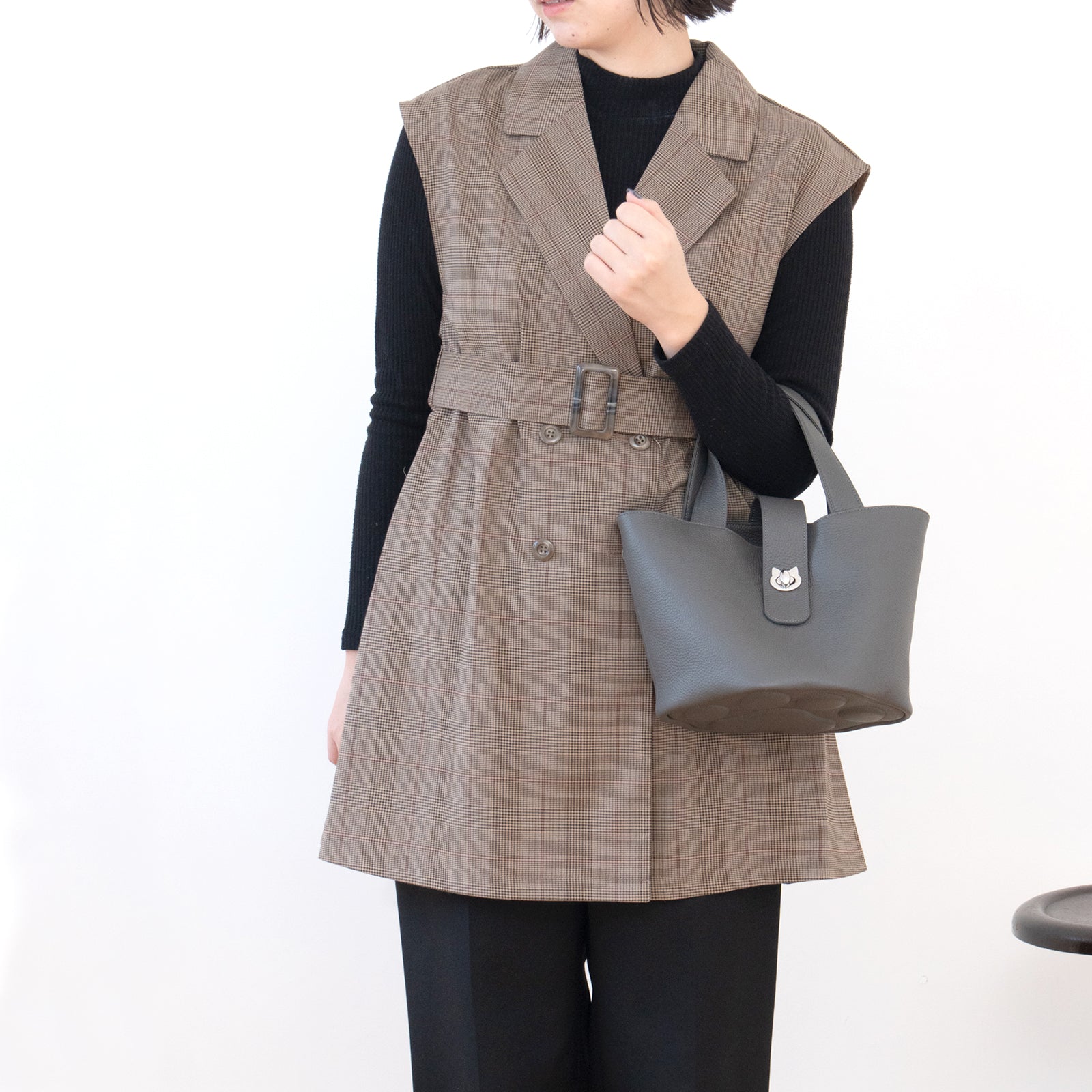 PAW Cuir Mache Bucket Bag in Graphite