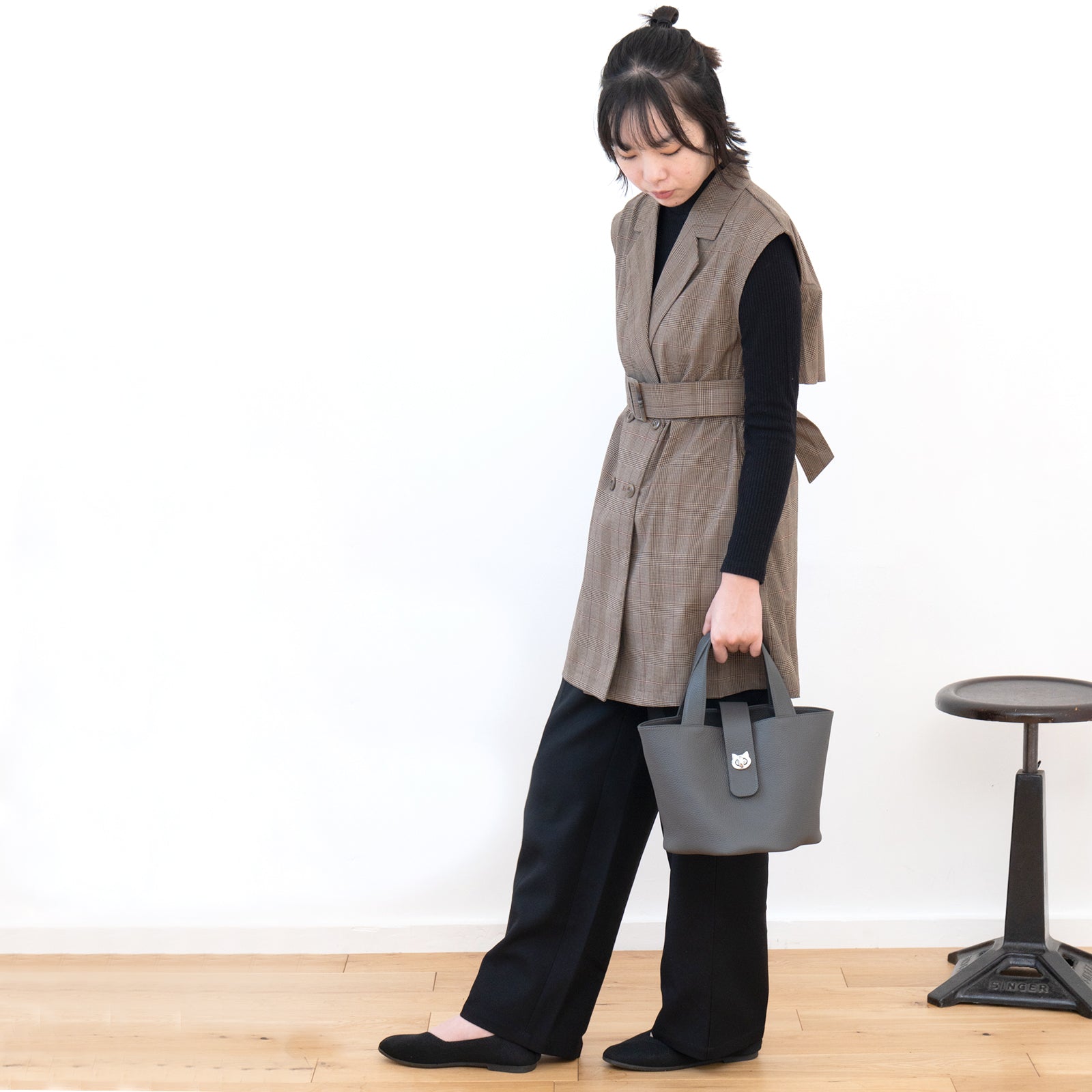 PAW Cuir Mache Bucket Bag in Graphite