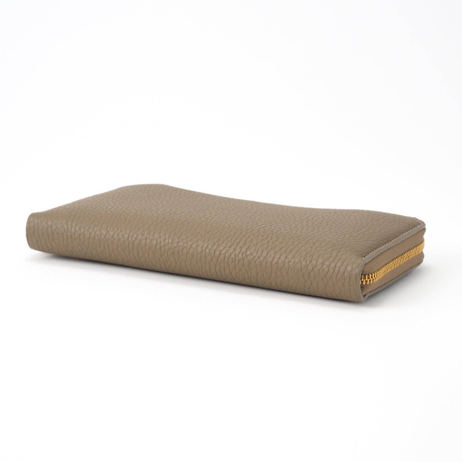 Round zipper long wallet 8 cards Taurillon Clemence/Etoupe