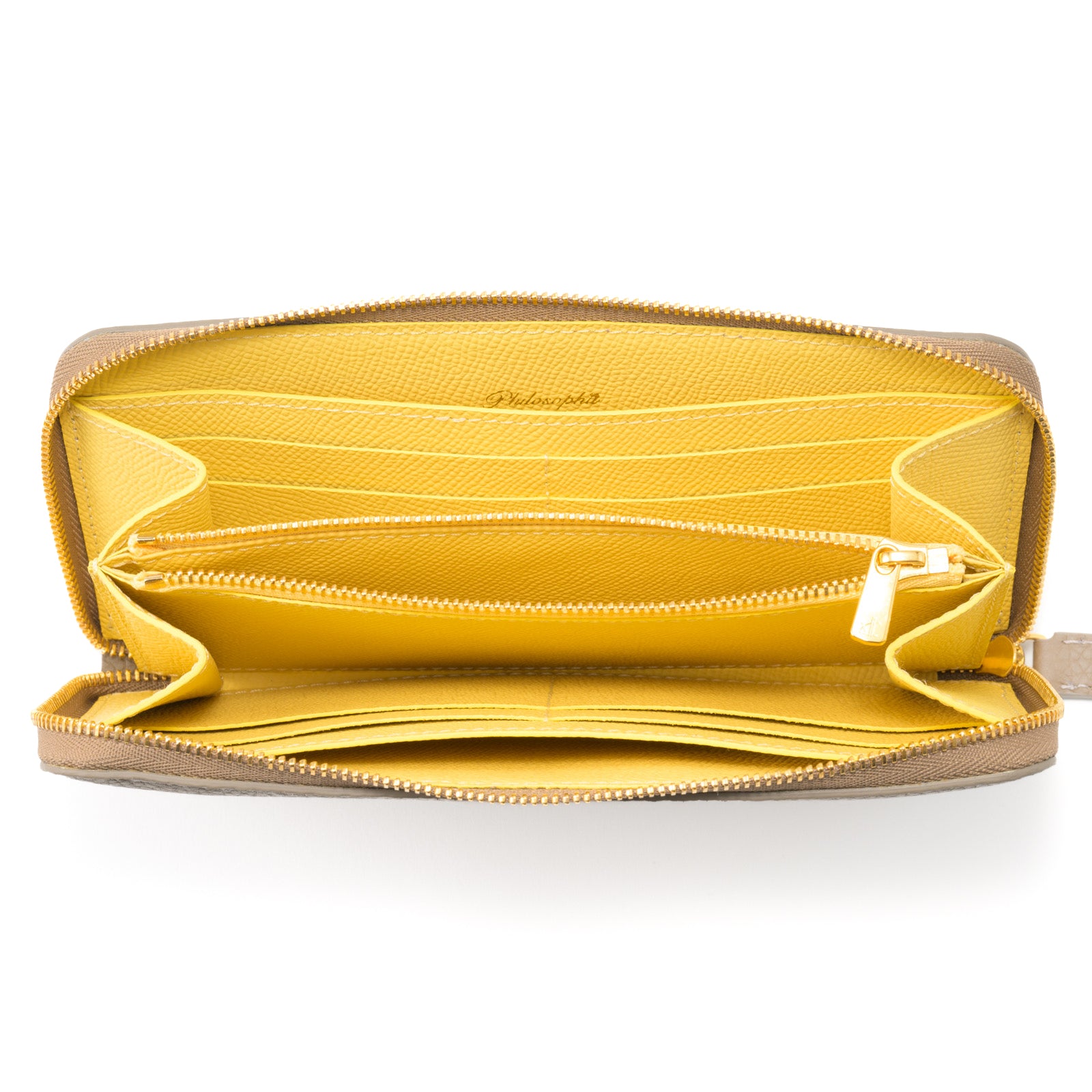 Round zipper long wallet 8 cards Taurillon Clemence/Etoupe