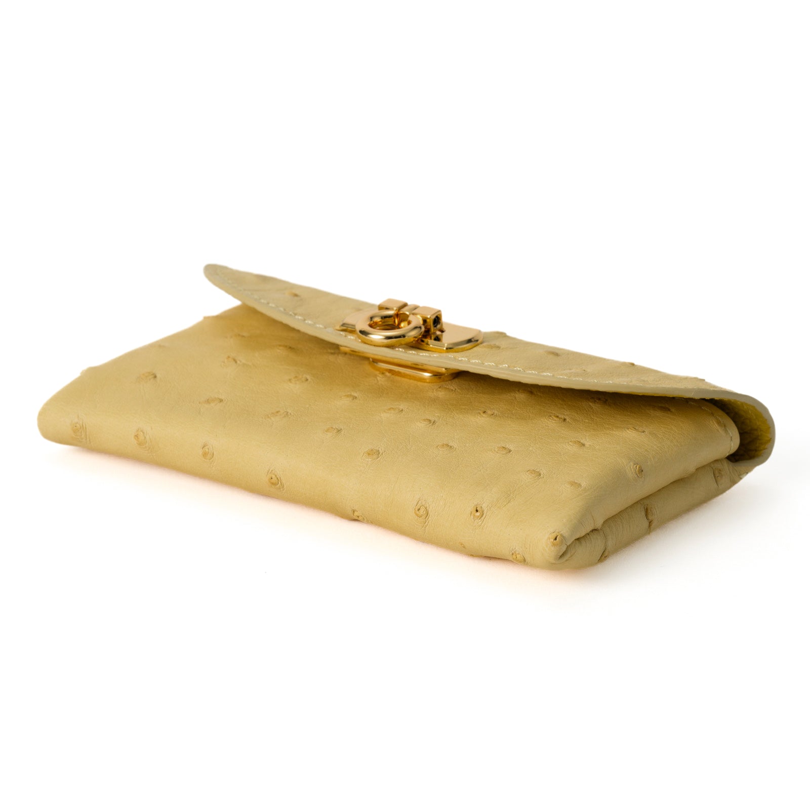Leather flap middle wallet / Ostrich