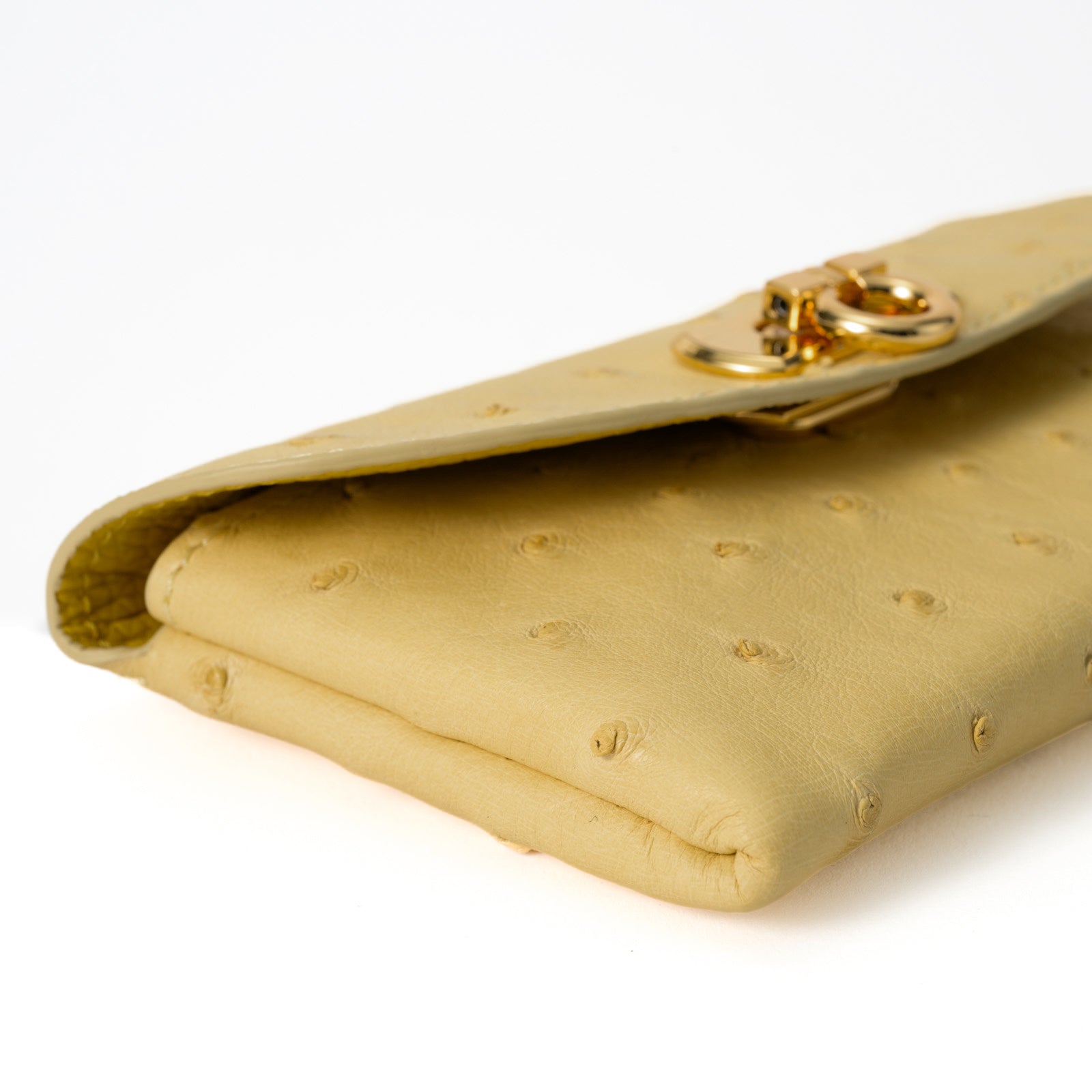 Leather flap middle wallet / Ostrich