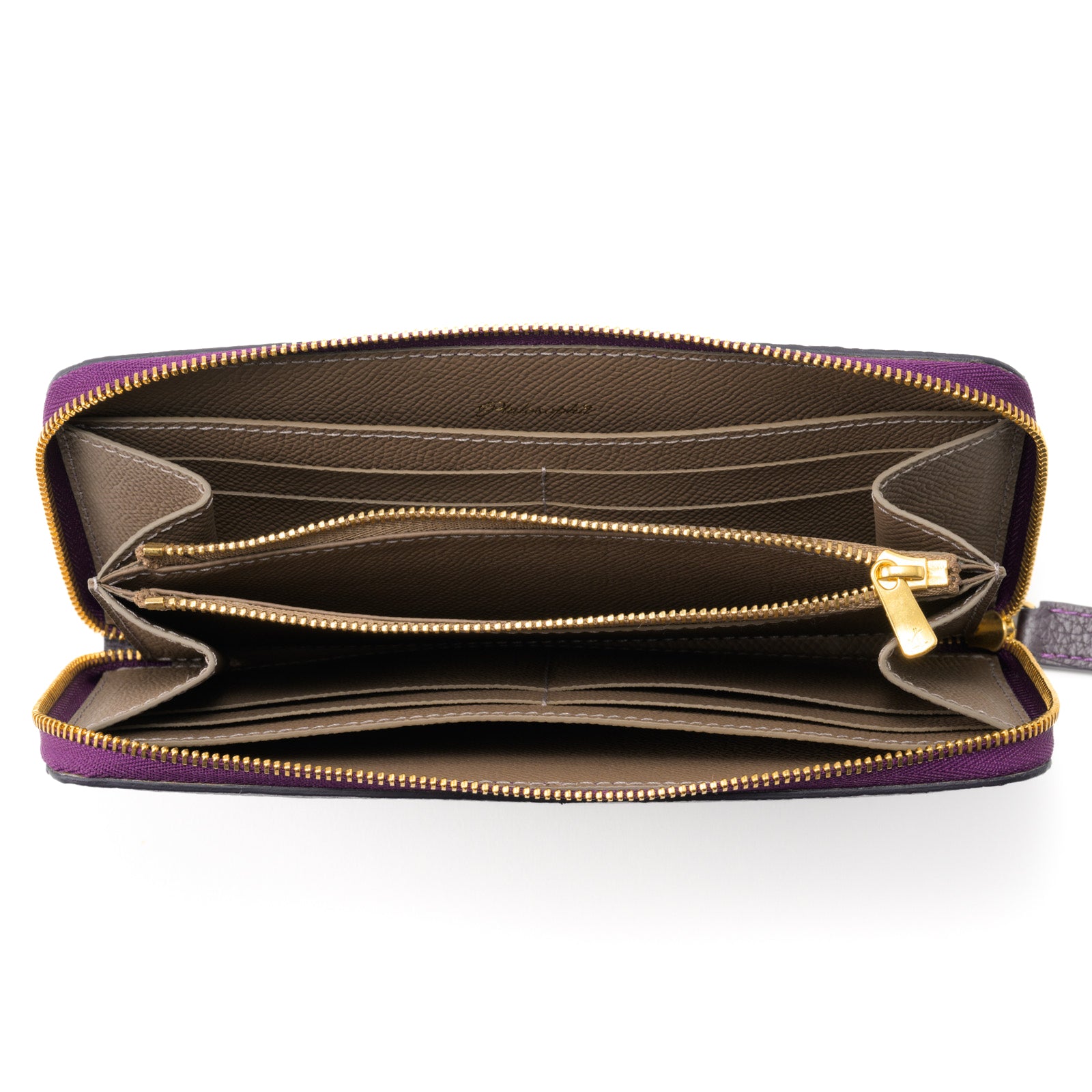 Round zipper long wallet 8 cards Taurillon Clemence/Leisin