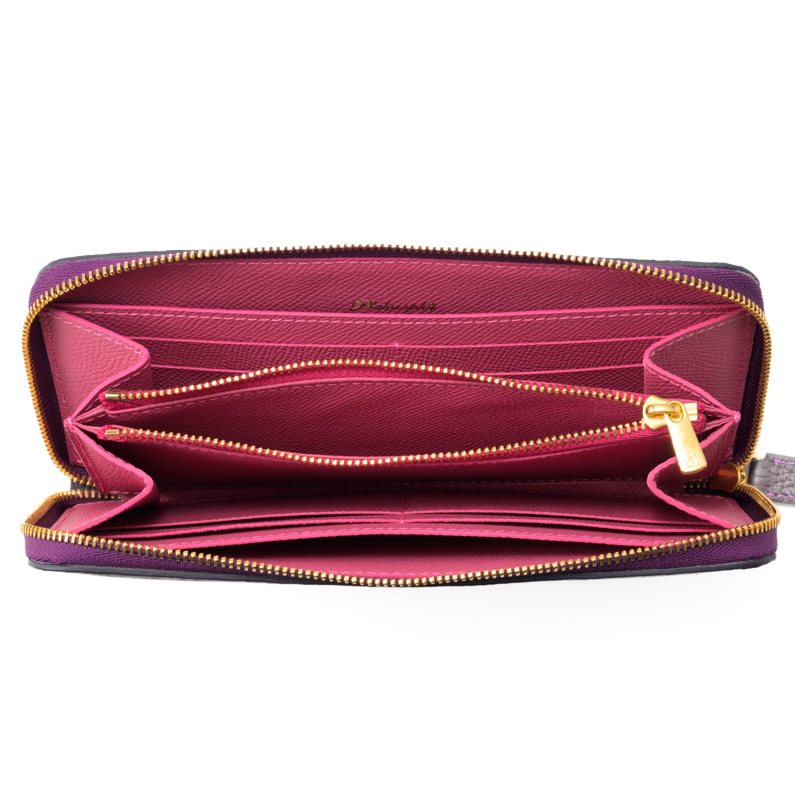 Round zipper long wallet 8 cards Taurillon Clemence/Leisin