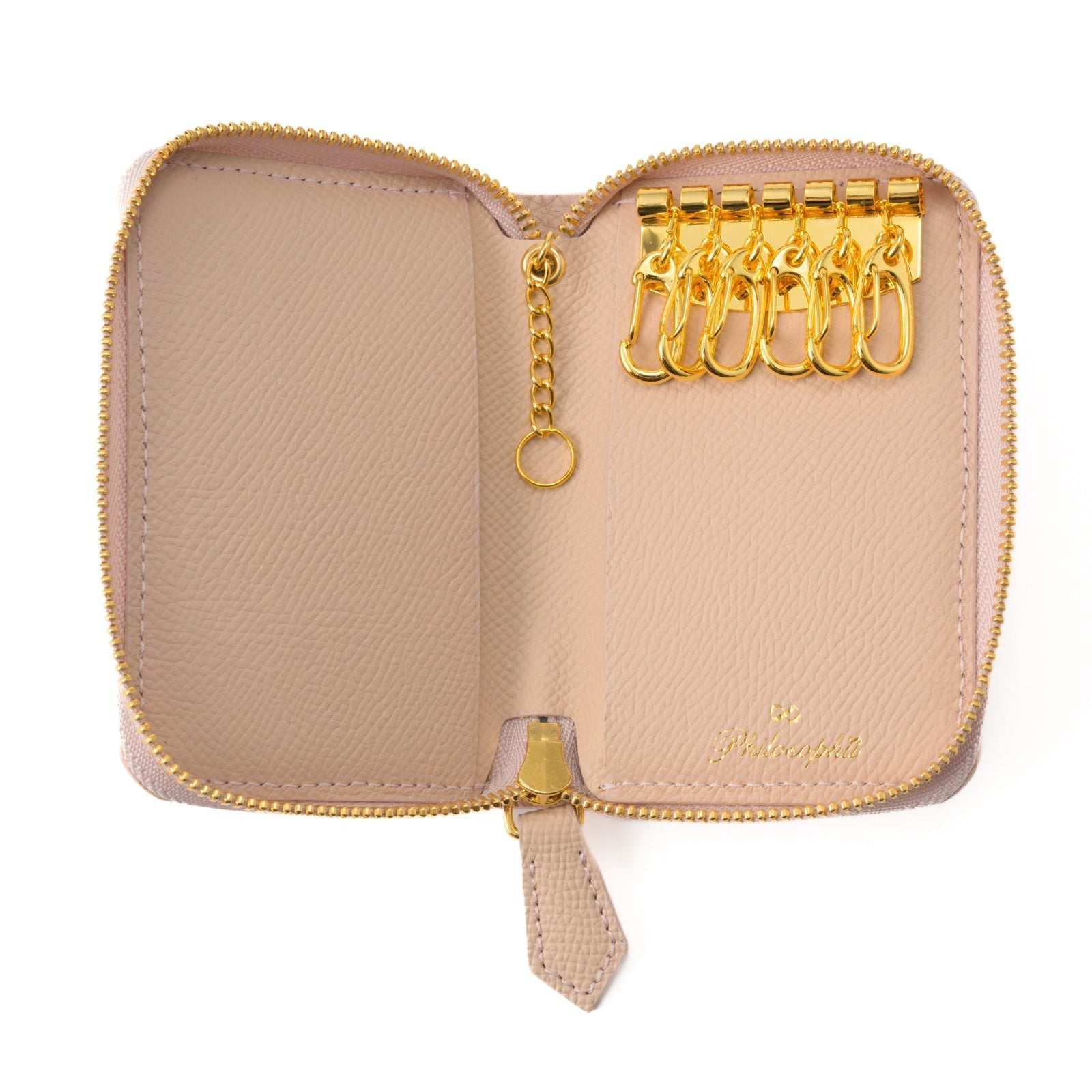 Round zipper 6 smart key case Taurillon Clemence