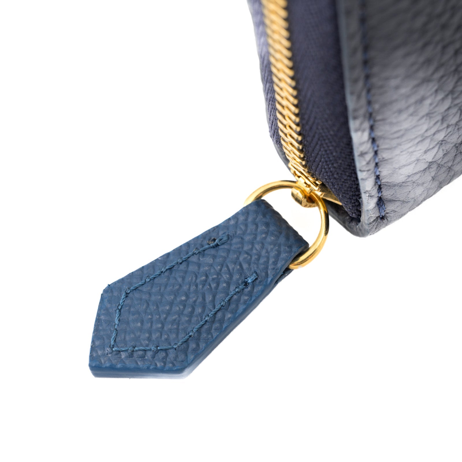 Round zipper 6-key smart key case Taurillon Clemence / Bleu Nuit