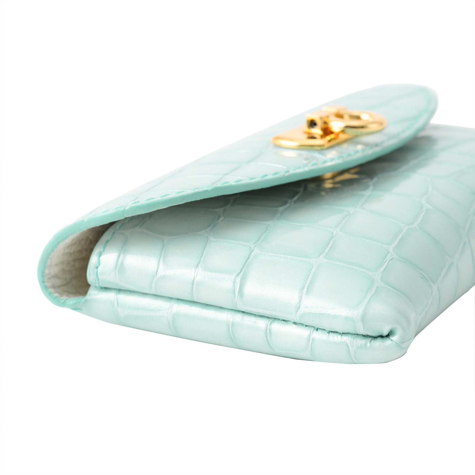 Leather flap middle wallet / Cromel