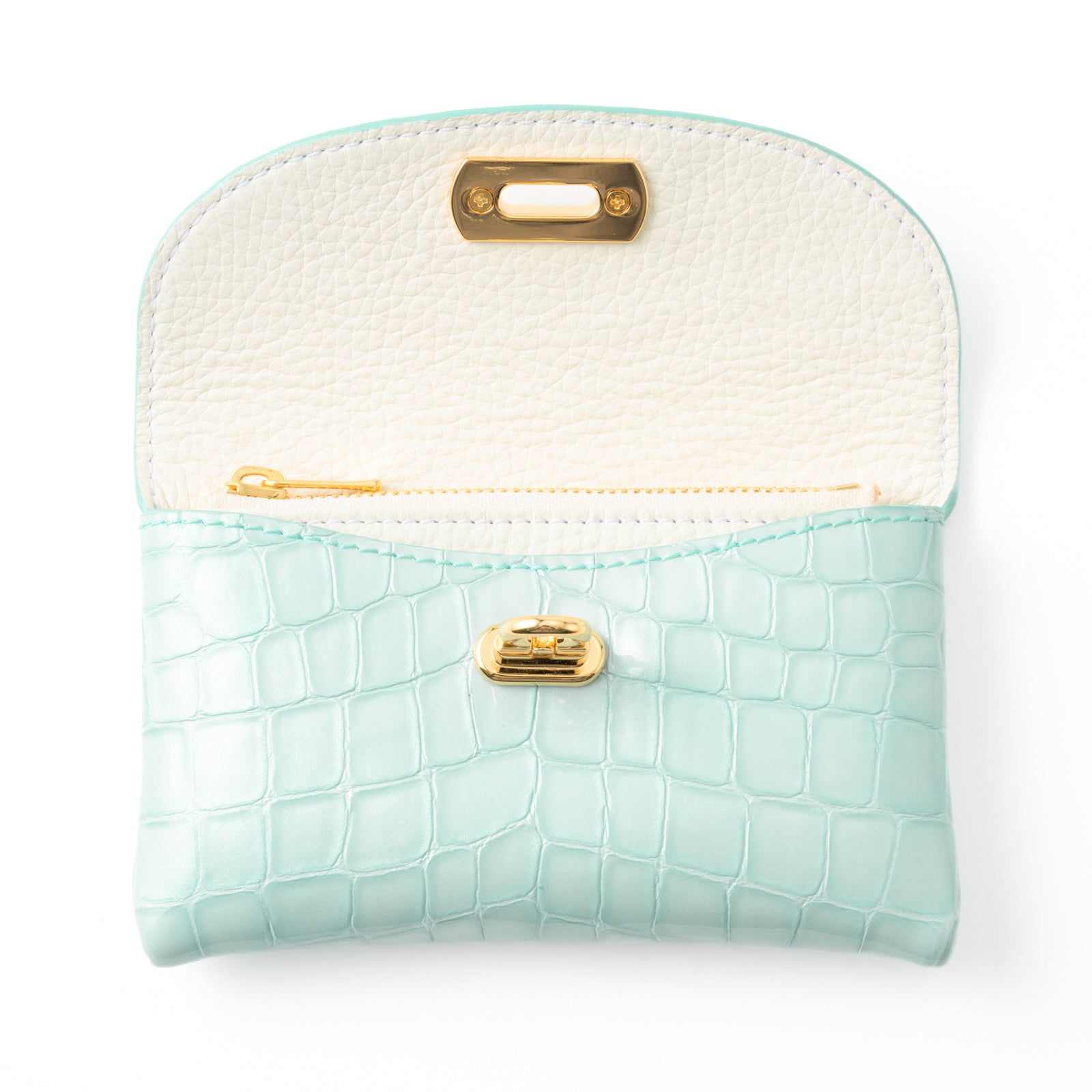 Leather flap middle wallet / Cromel