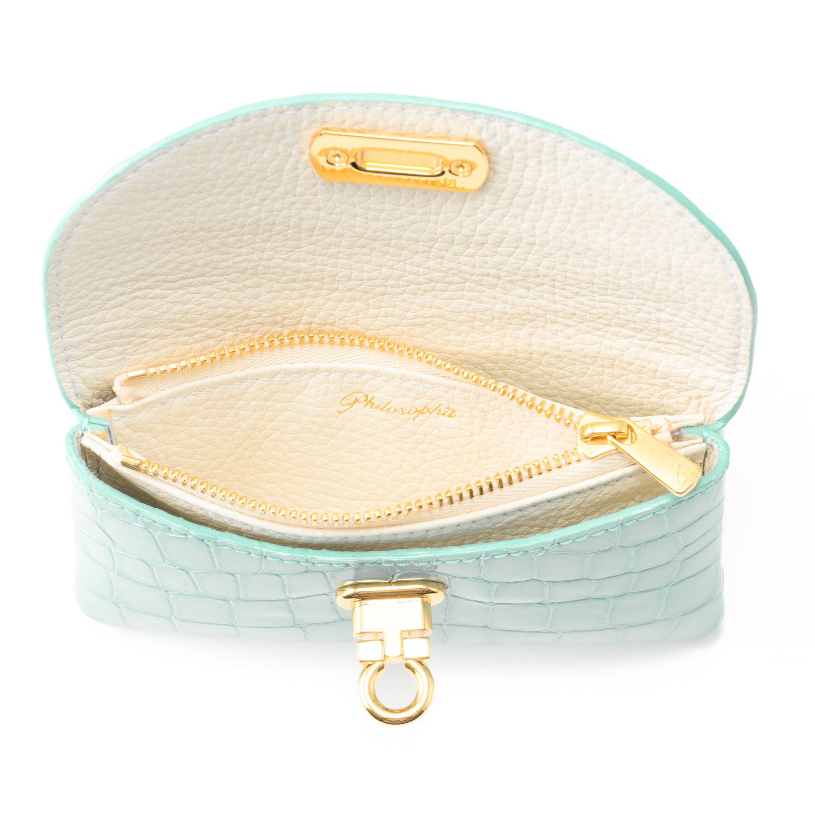 Leather flap middle wallet / Cromel