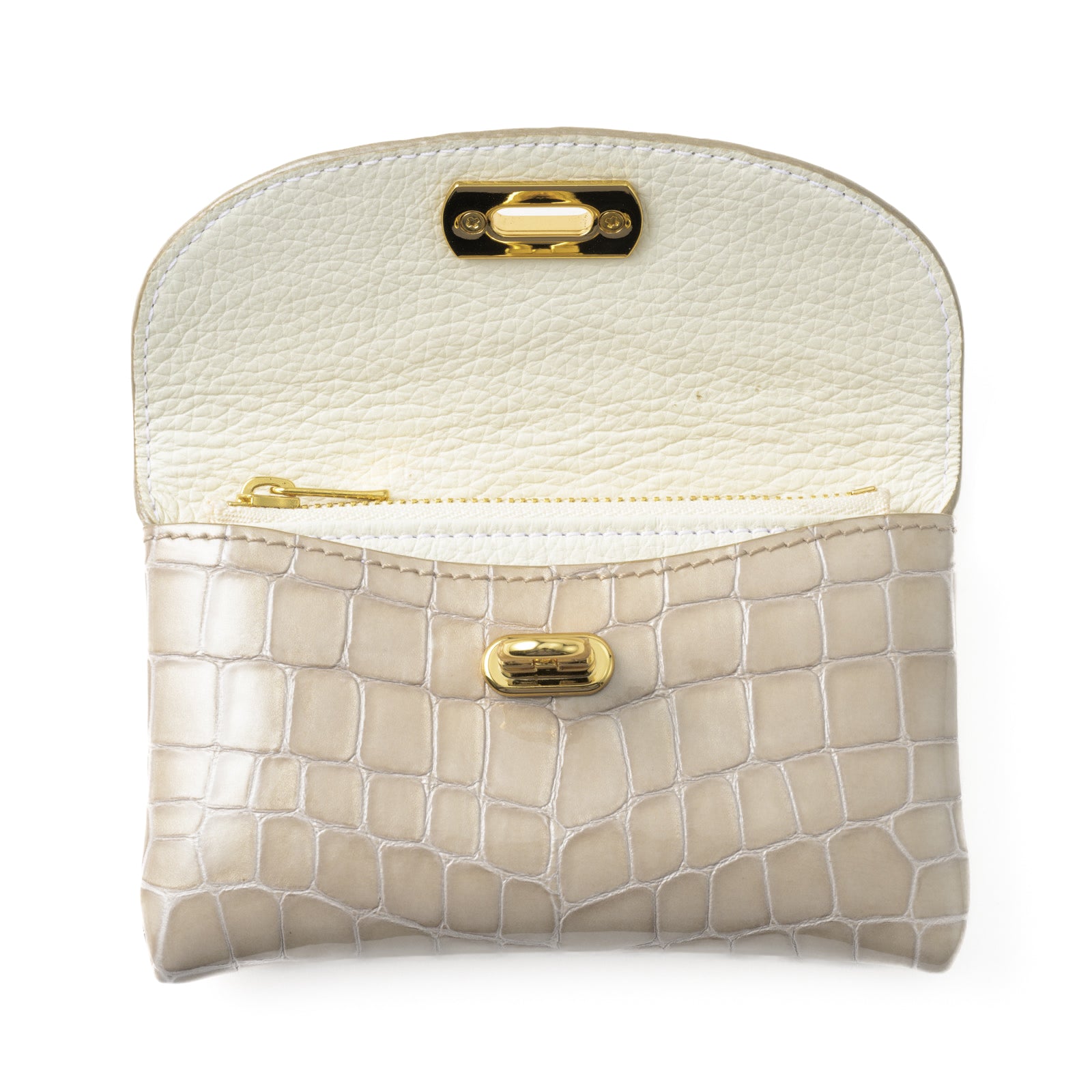 Leather flap middle wallet / Cromel