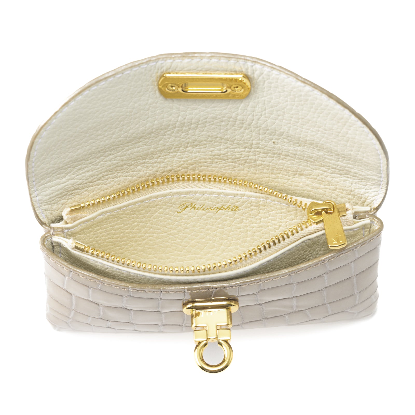 Leather flap middle wallet / Cromel