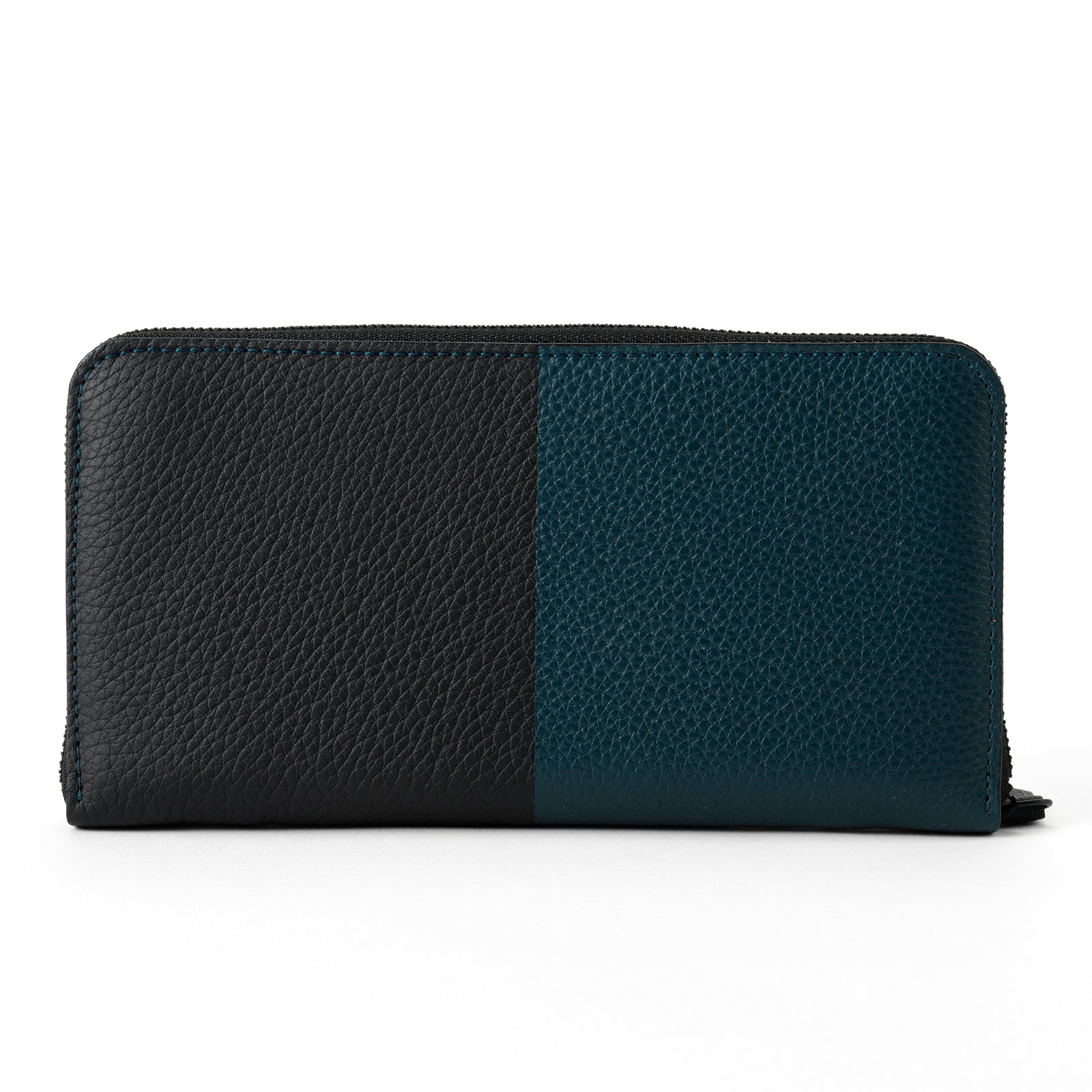 Bicolor round zipper organizer in Togo leather