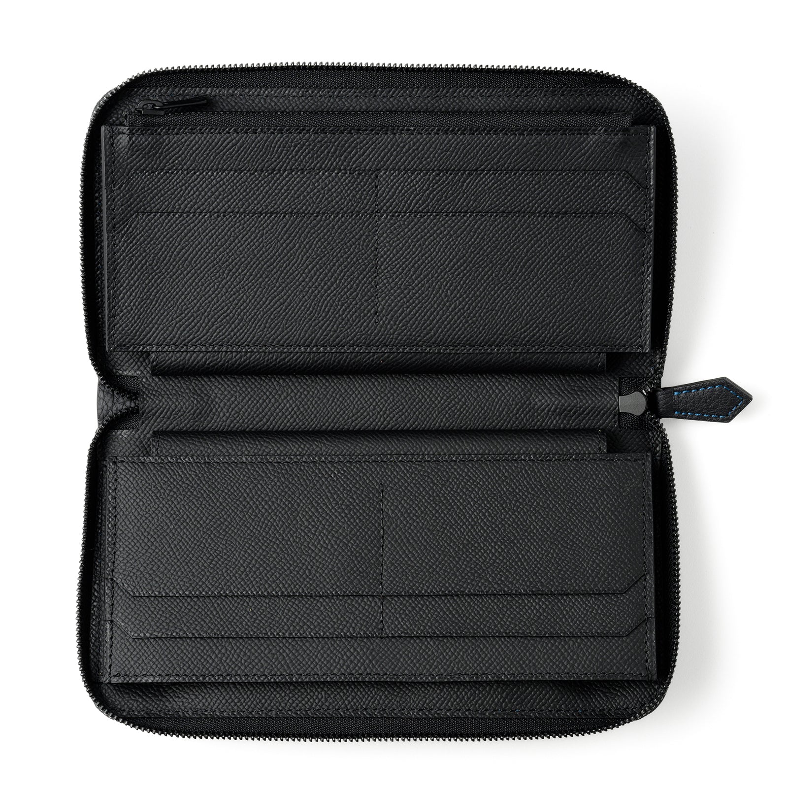 Bicolor round zipper organizer in Togo leather