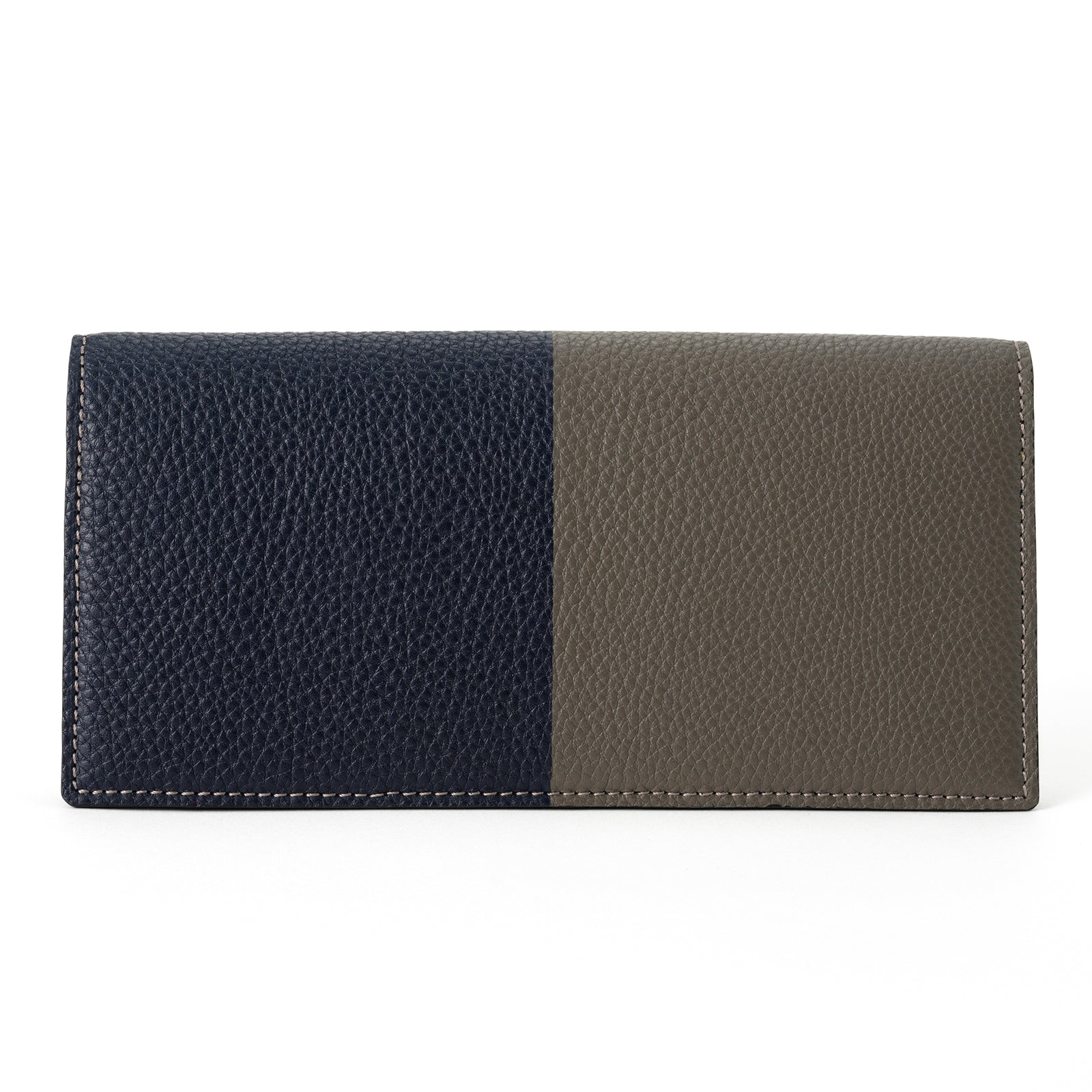 Bicolor bamboo gusset long wallet Togo leather