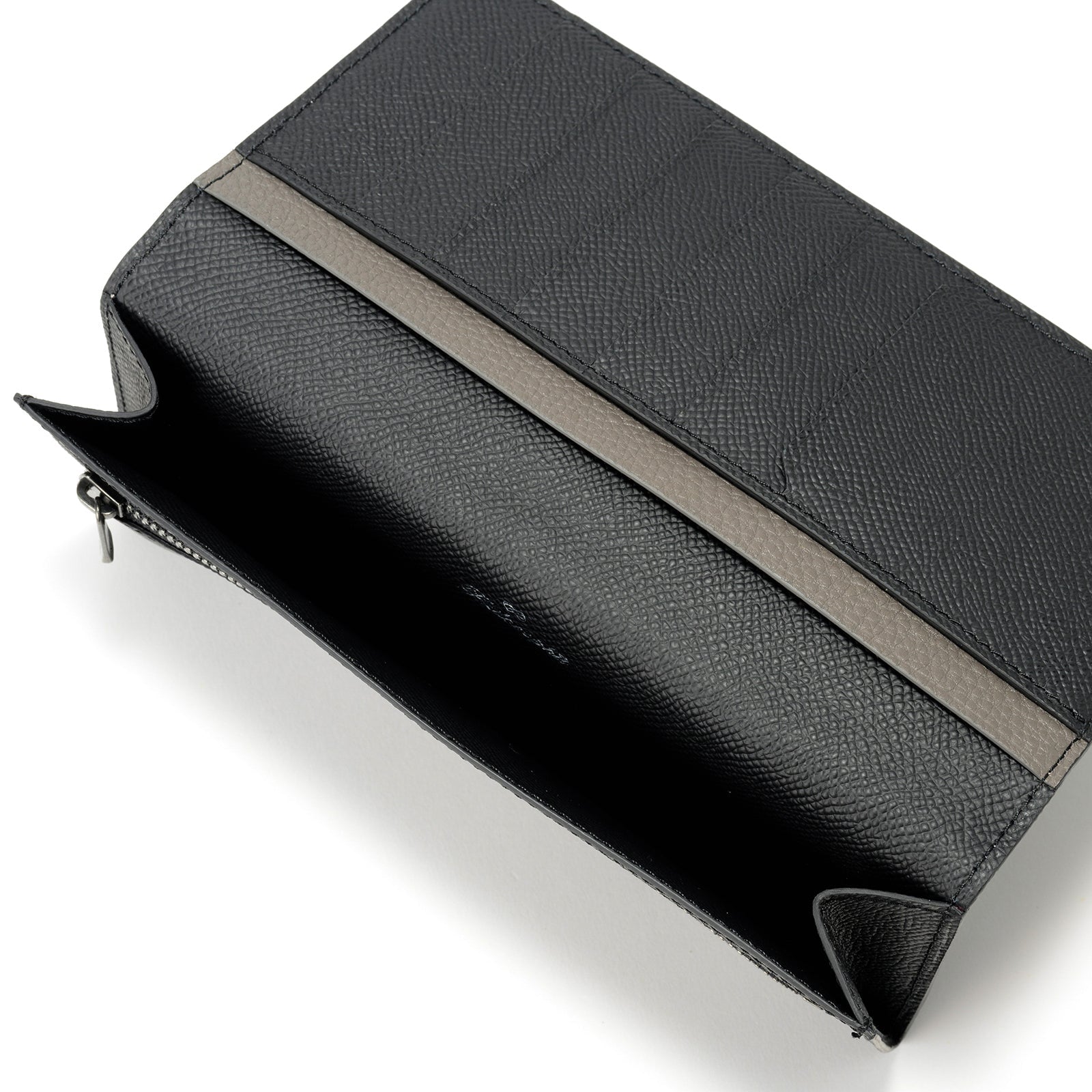 Bicolor bamboo gusset long wallet Togo leather