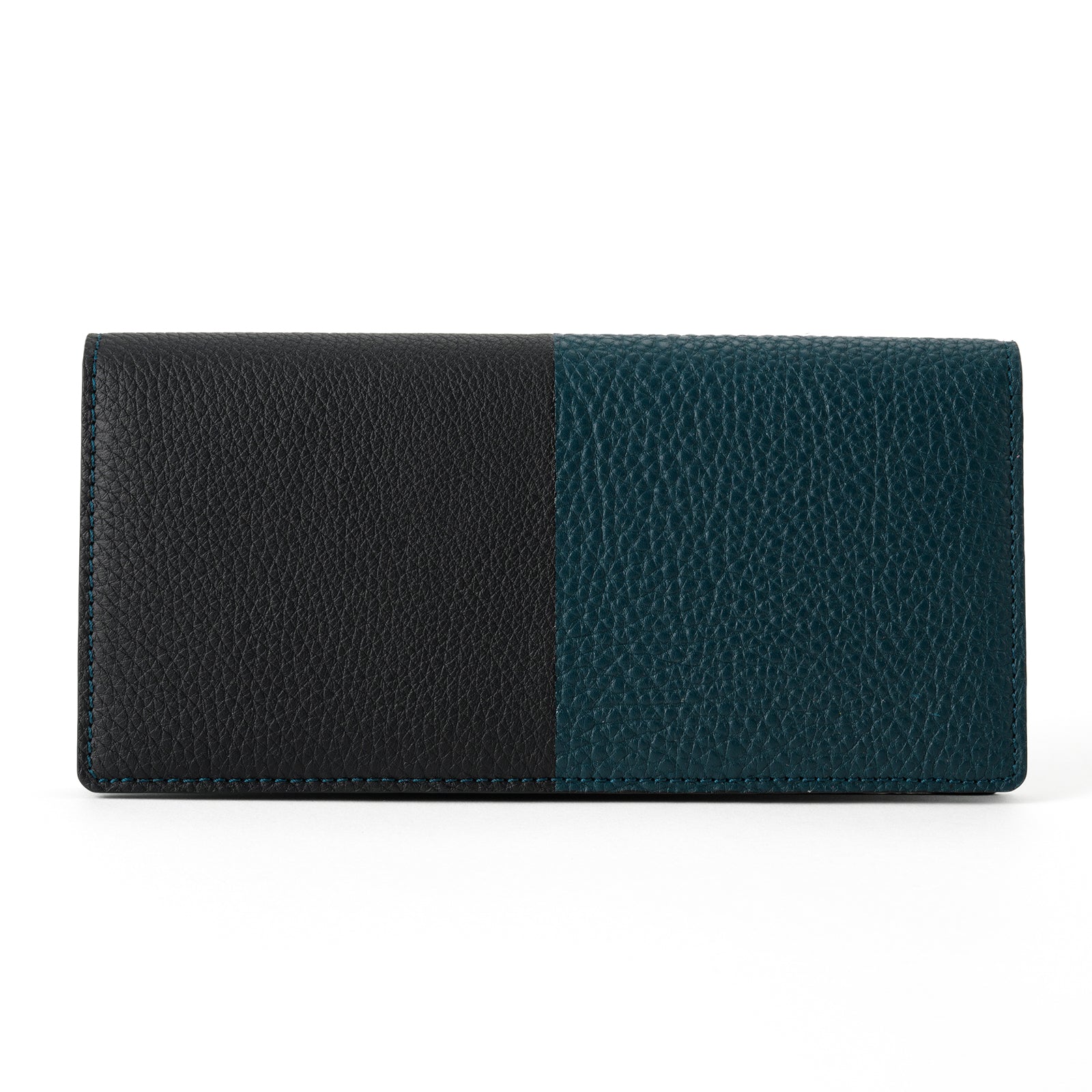 Bicolor bamboo gusset long wallet Togo leather