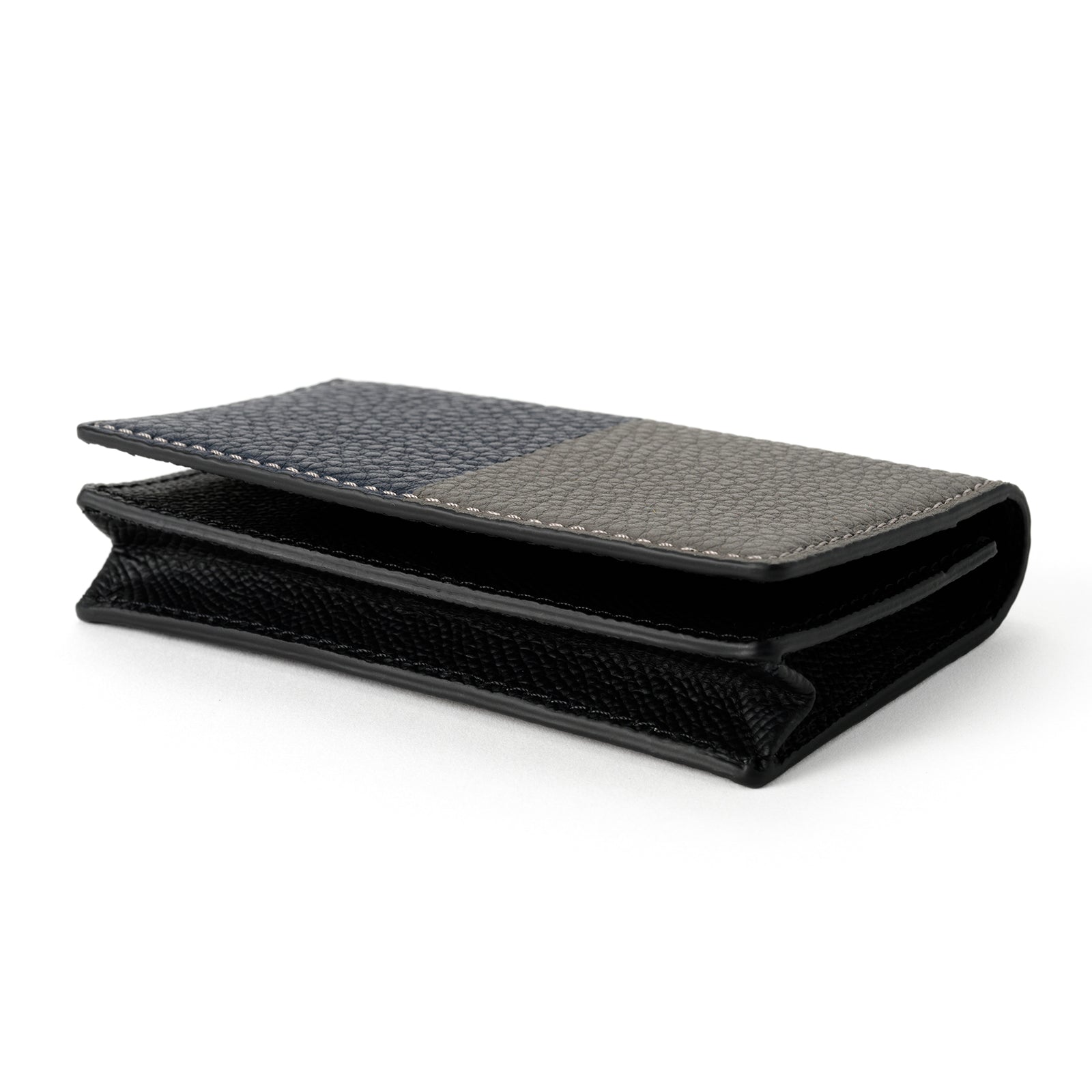 Bicolor through gusset business card holder Togo leather