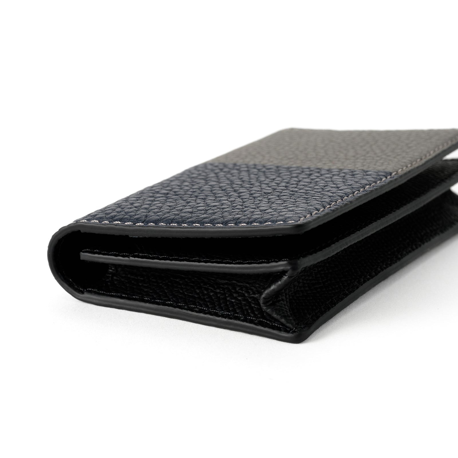Bicolor through gusset business card holder Togo leather