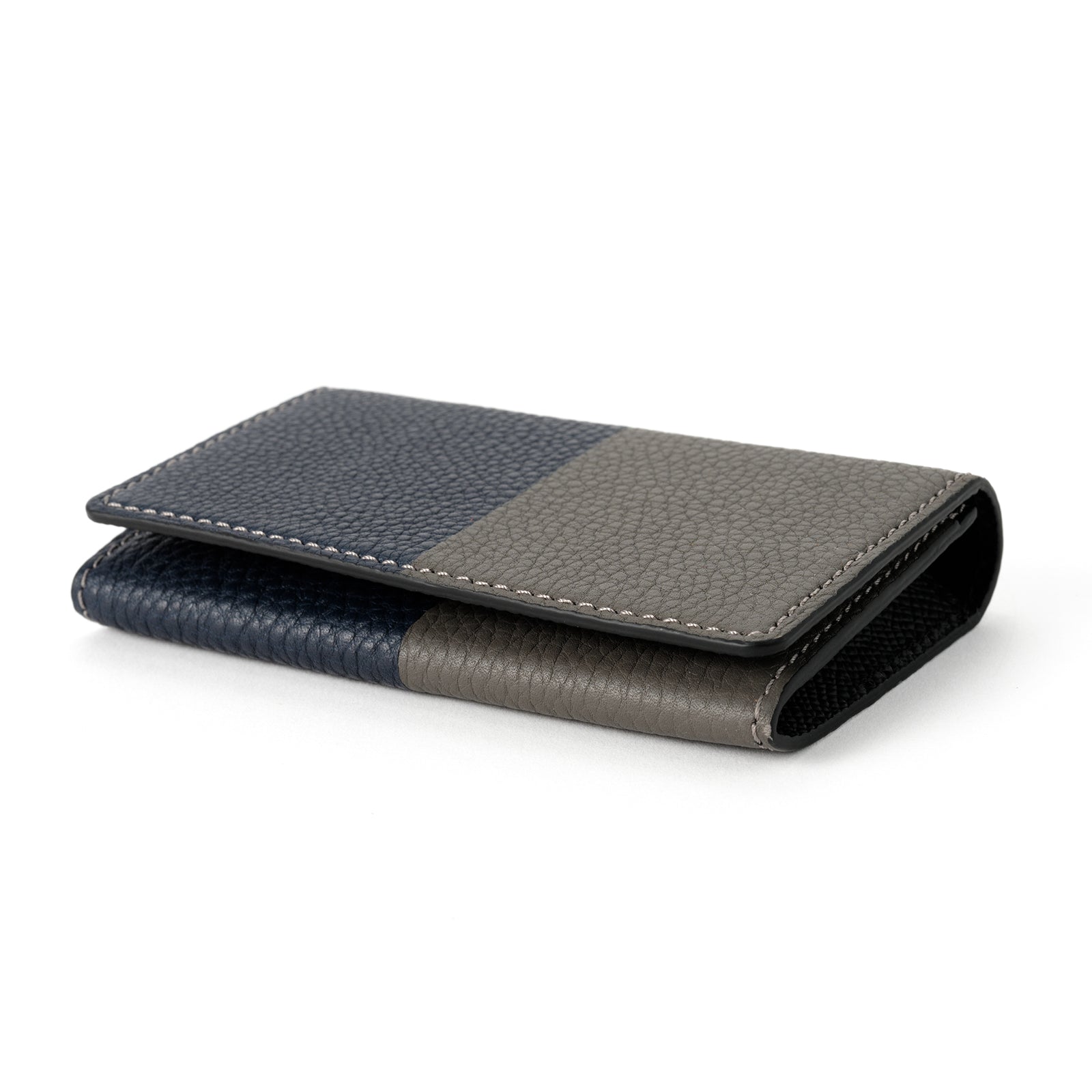 Business card holder with bicolor pocket Togo leather