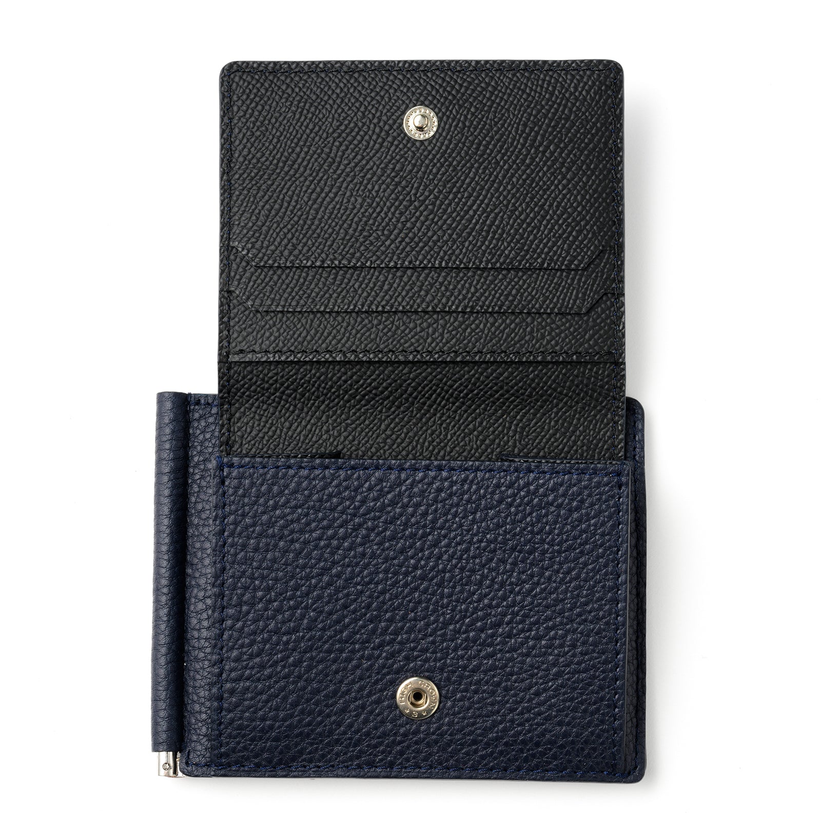 Money clip with coin purse Togo leather