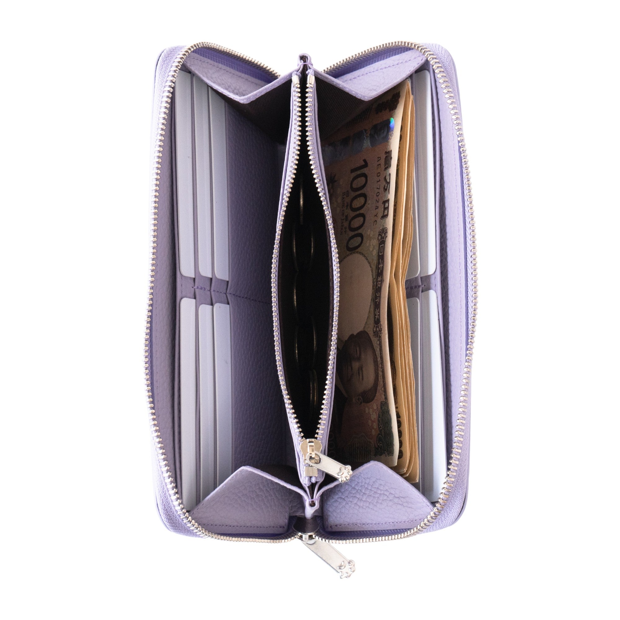 PAWラウンドファスナー長財布 キュイール・マッシュ / ラベンダー
