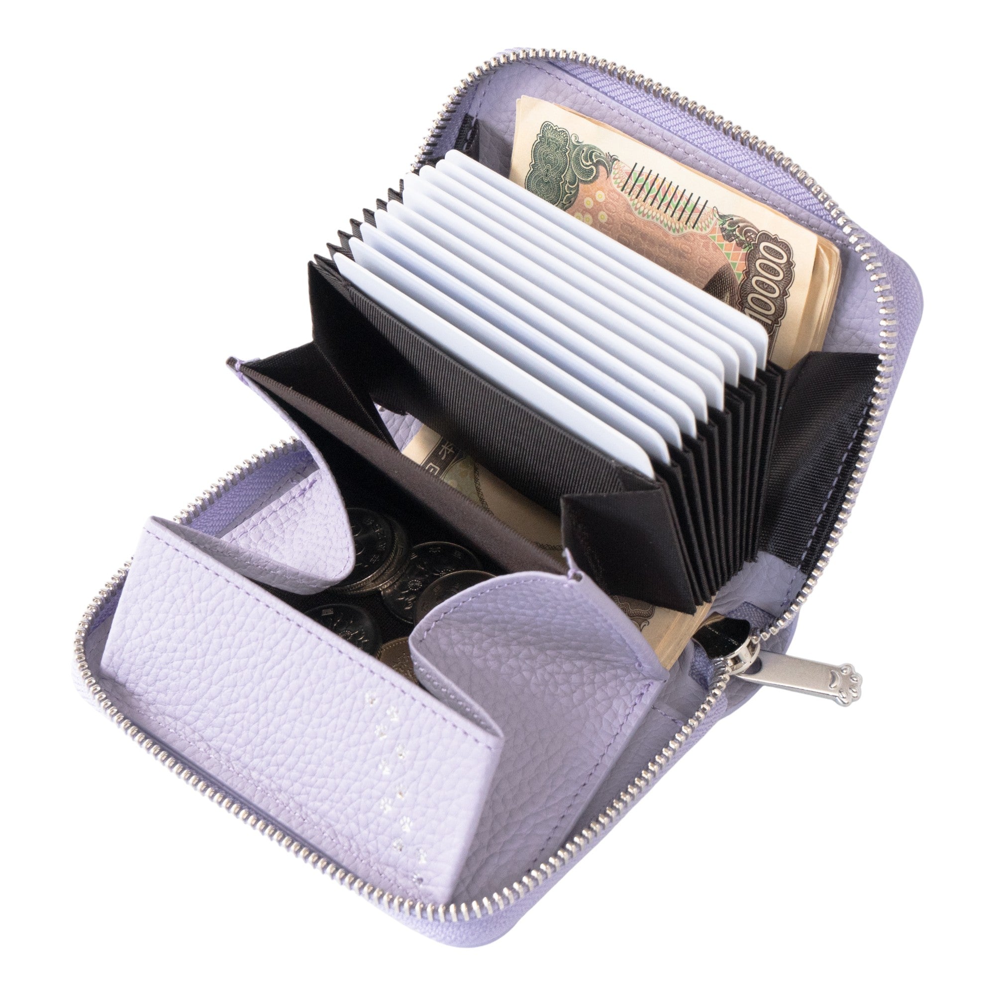 PAWラウンドファスナーミドル財布 キュイール・マッシュ / ラベンダー