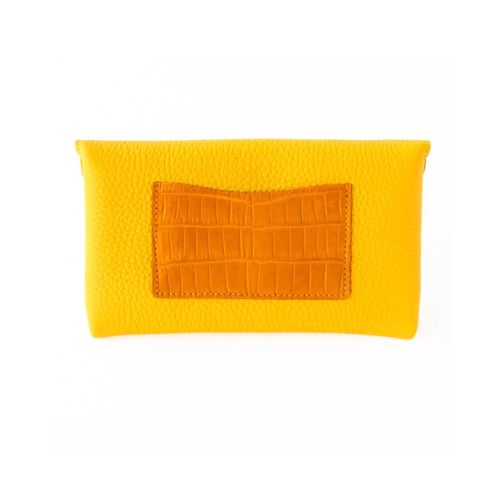 【おつとめ品セール】フラップウォレット・フルールロング (背面クロコダイルポケット付) トリヨンクレマンス / イエロー