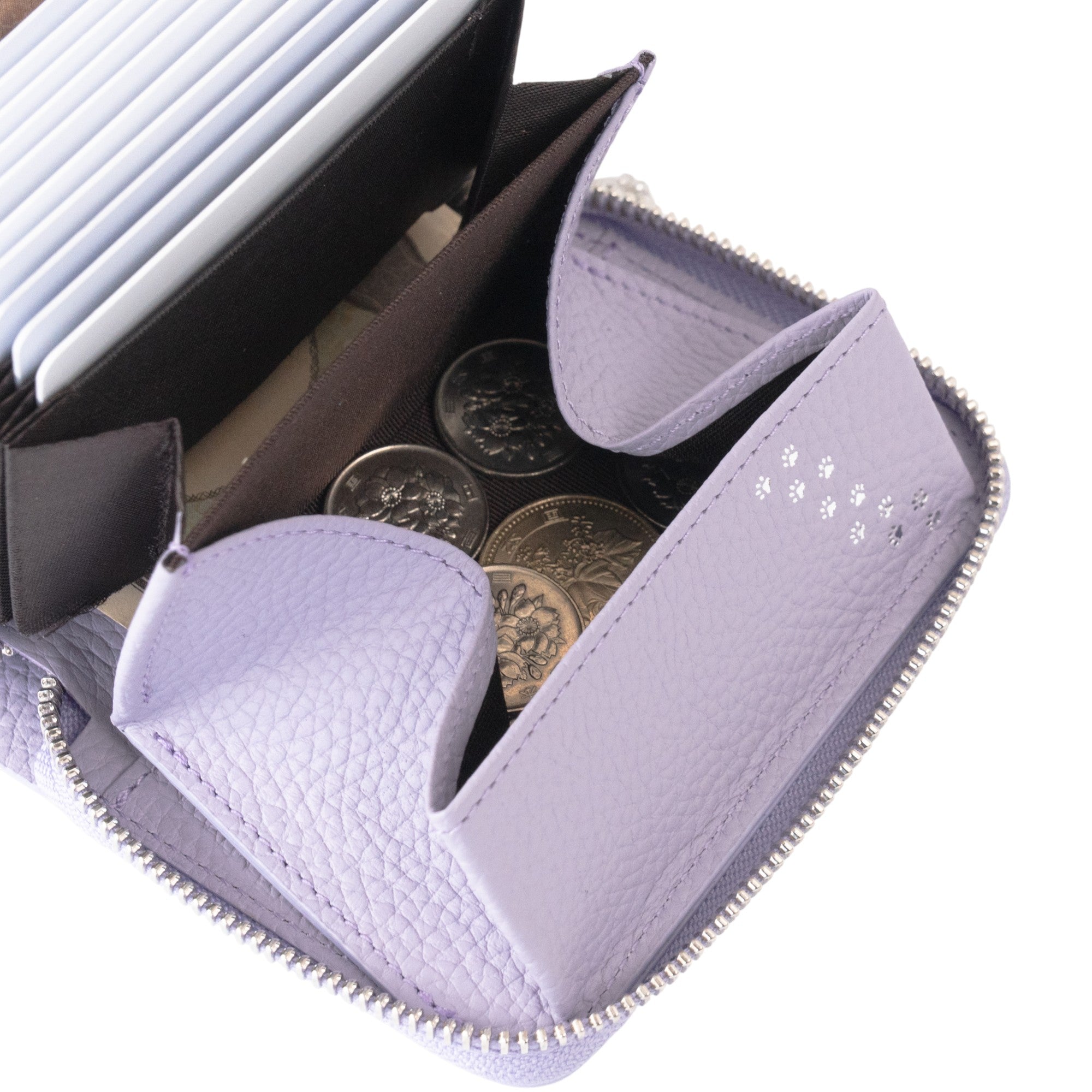 PAWラウンドファスナーミドル財布 キュイール・マッシュ / ラベンダー