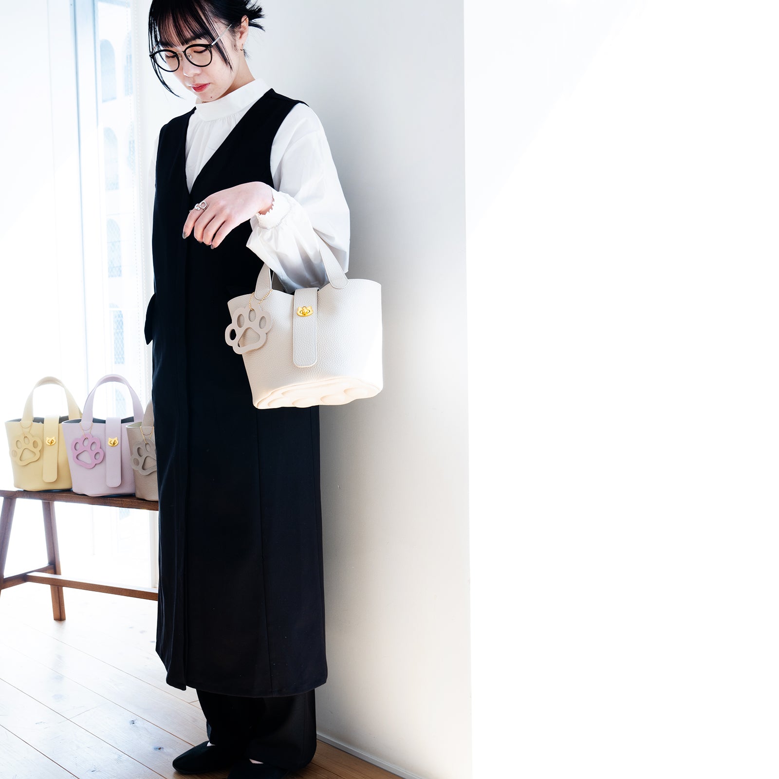 【1点限定 】バゲットバッグ PAW (パウ) 肉球チャーム付き トリヨンクレマンス / ナタ