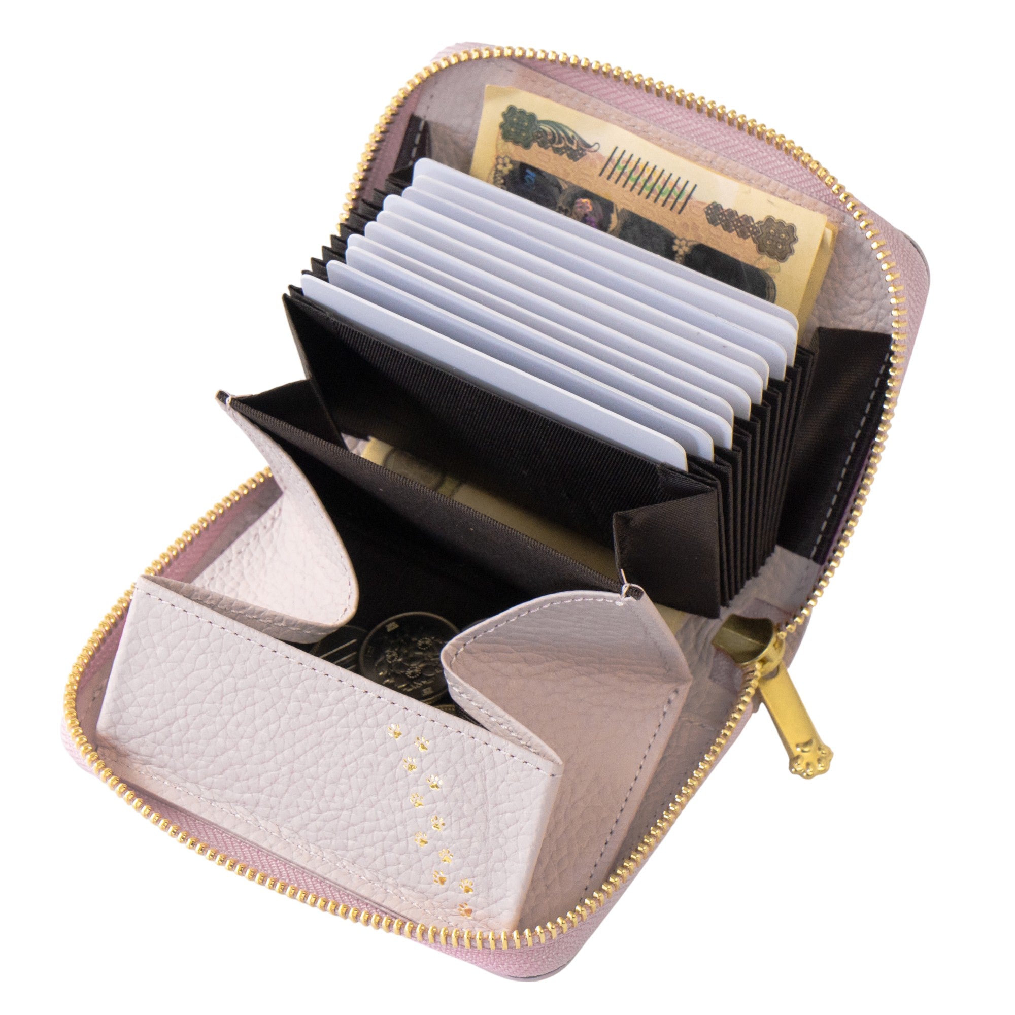 【3/20(金)20:00~ 数量限定】【さくらねこの日特別SET】PAWラウンドファスナーミドル財布 さくらねこチャームSET / モーヴシルヴェスティン