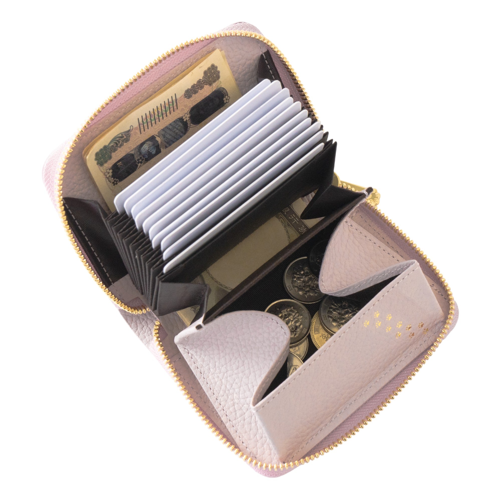 【3/20(金)20:00~ 数量限定】【さくらねこの日特別SET】PAWラウンドファスナーミドル財布 さくらねこチャームSET / モーヴシルヴェスティン