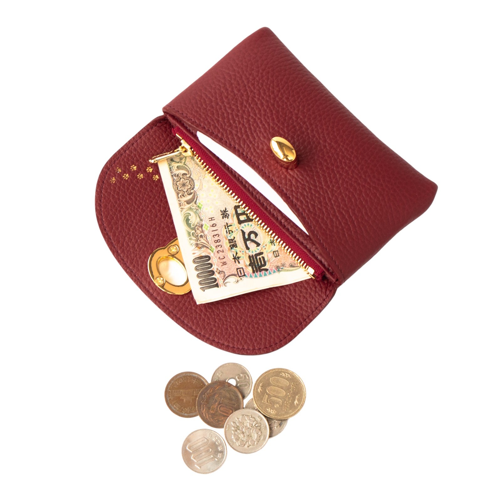 フラップウォレット・フルーニャ ミディアム キュイール・マッシュ / ボルドー