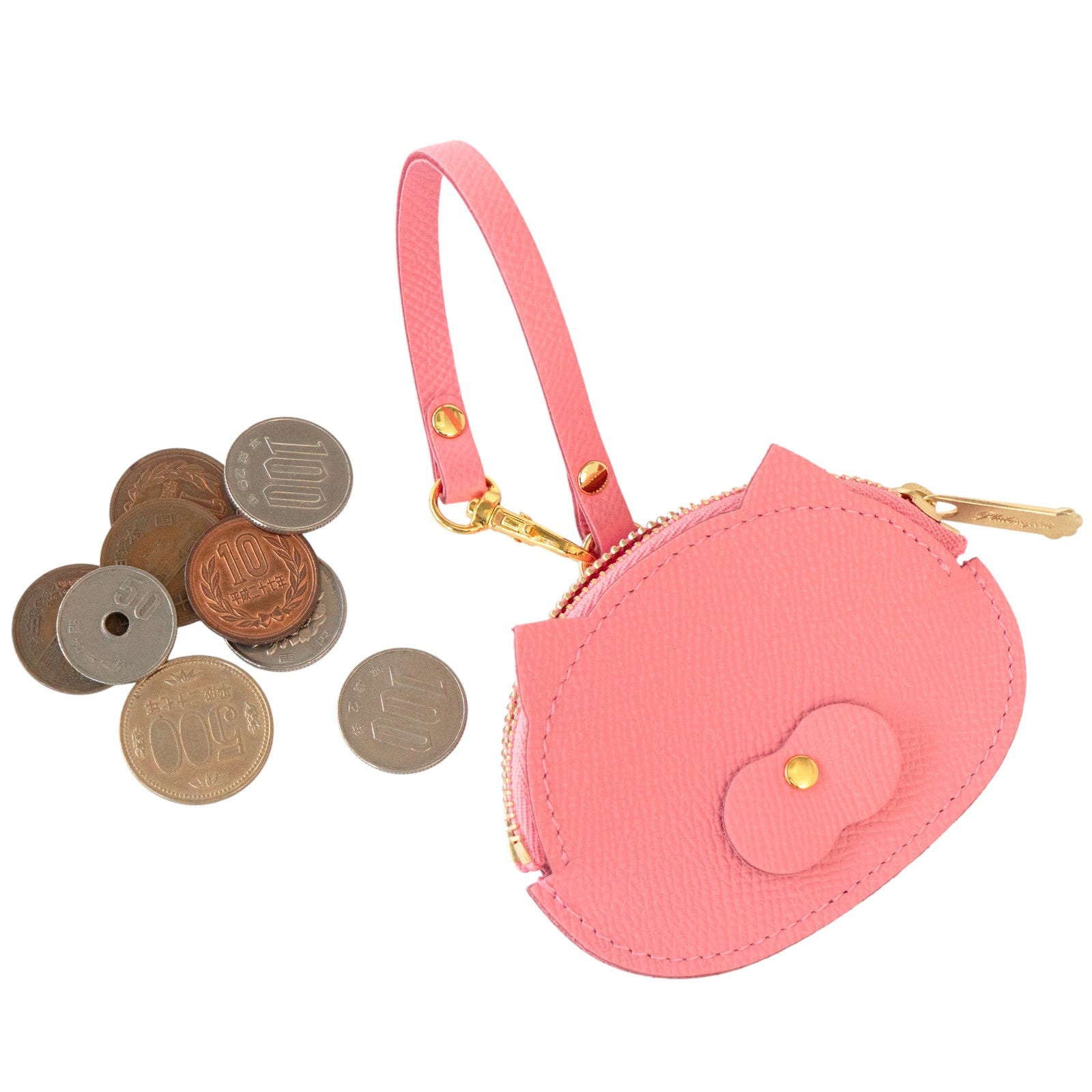 Nyan Face Coin Purse, Veau Epsom / Rose Confetti