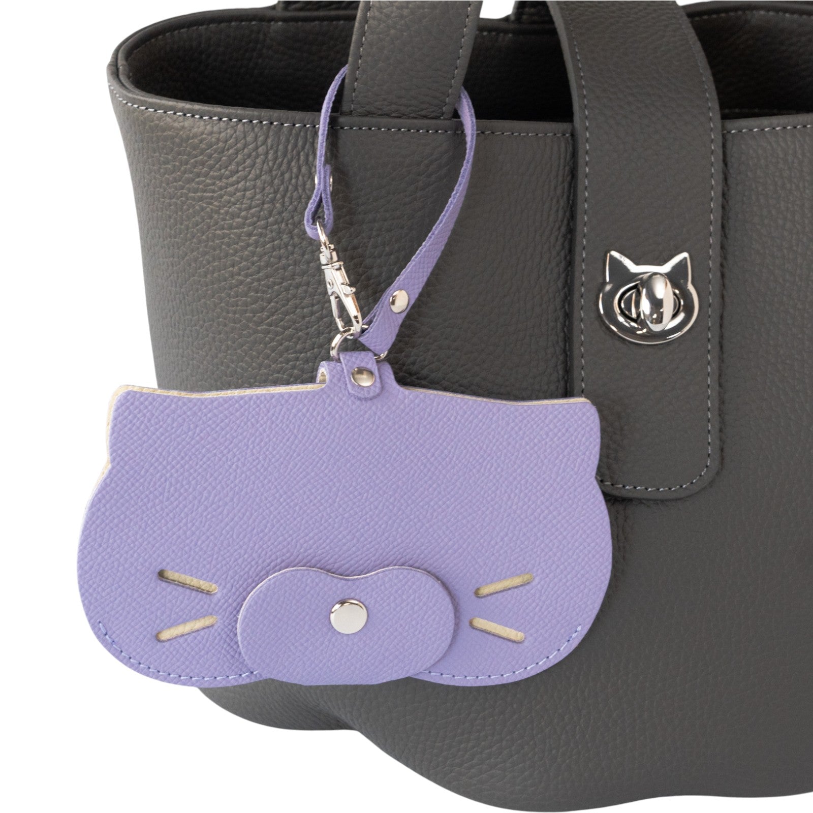 にゃんフェイス めがねケース キュイール・ミネルバ / ラベンダー