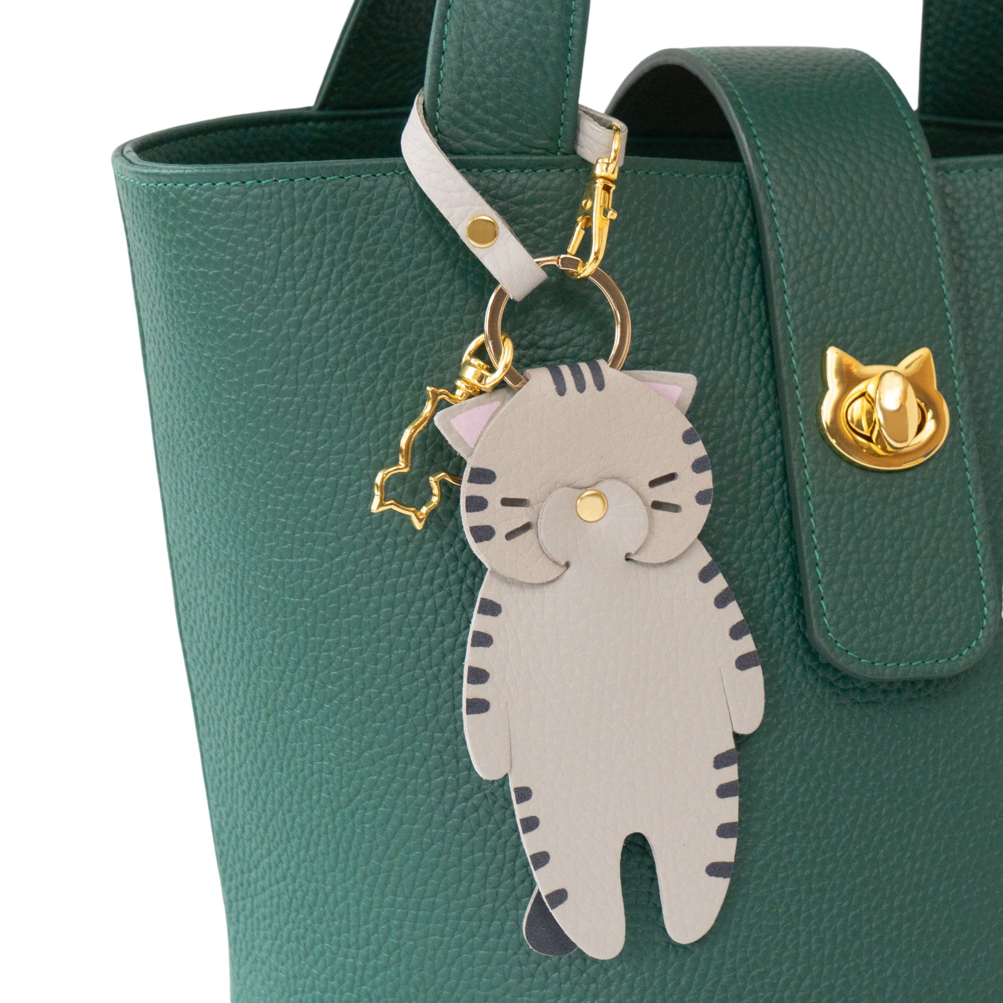 Printed cat charm / brown tabby