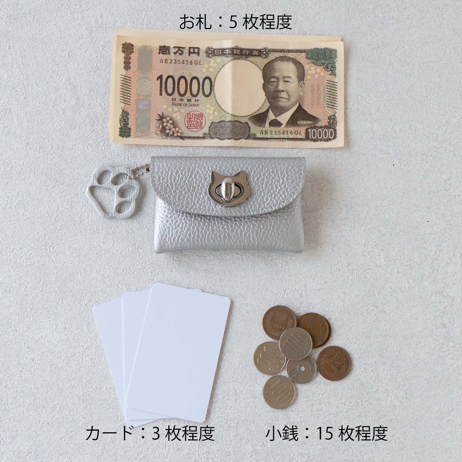 【4/22(火) 1日限定販売】フルーニャポーチ・ミニ キュイール・マッシュ / シルバー