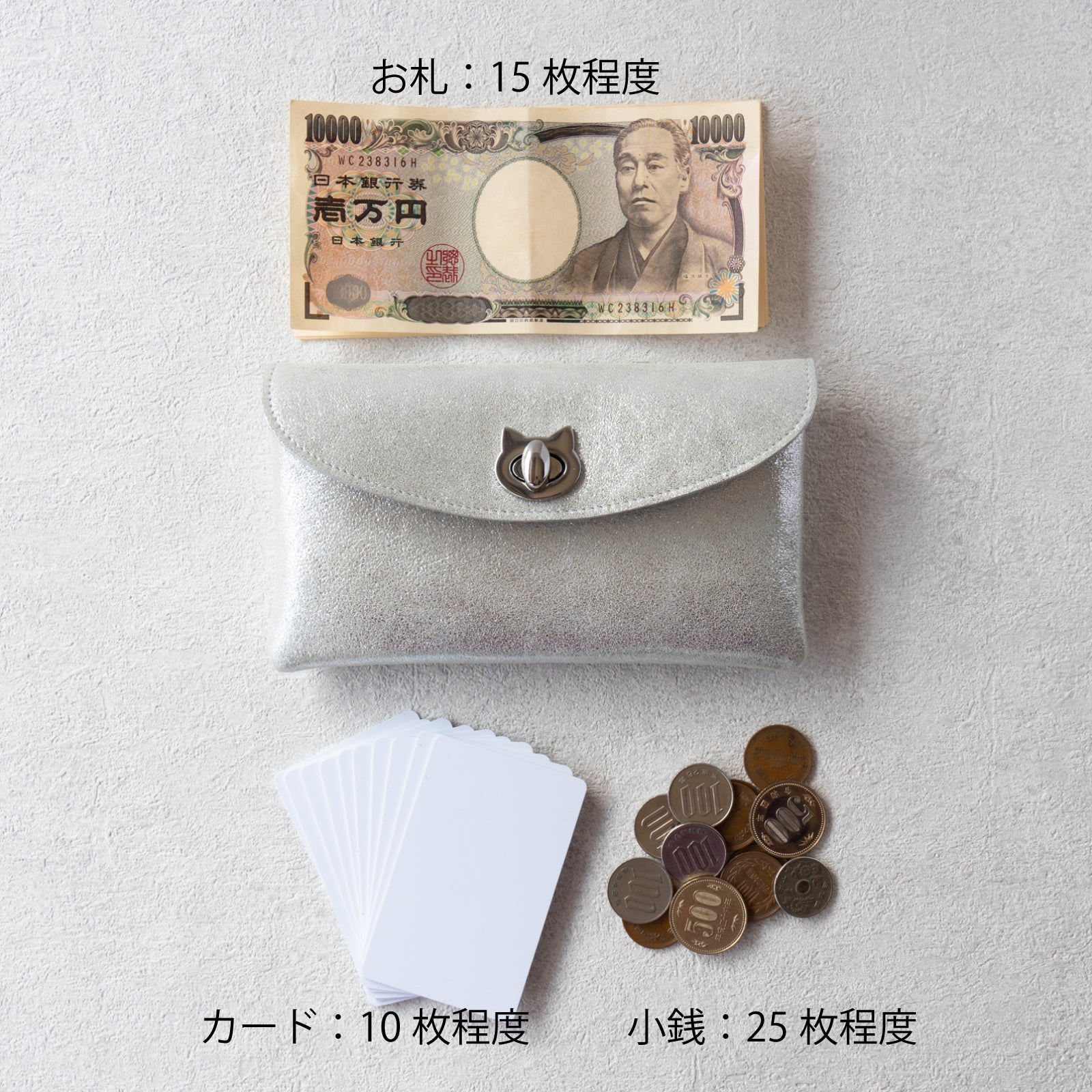 【数量限定】キラキラフラップウォレット・フルーニャ ロング / シルバー