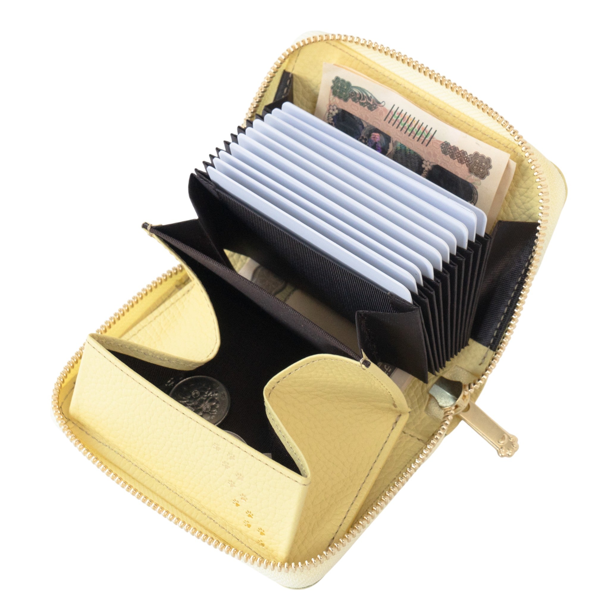 PAWラウンドファスナーミドル財布 キュイール・マッシュ / ジョーヌプッサン