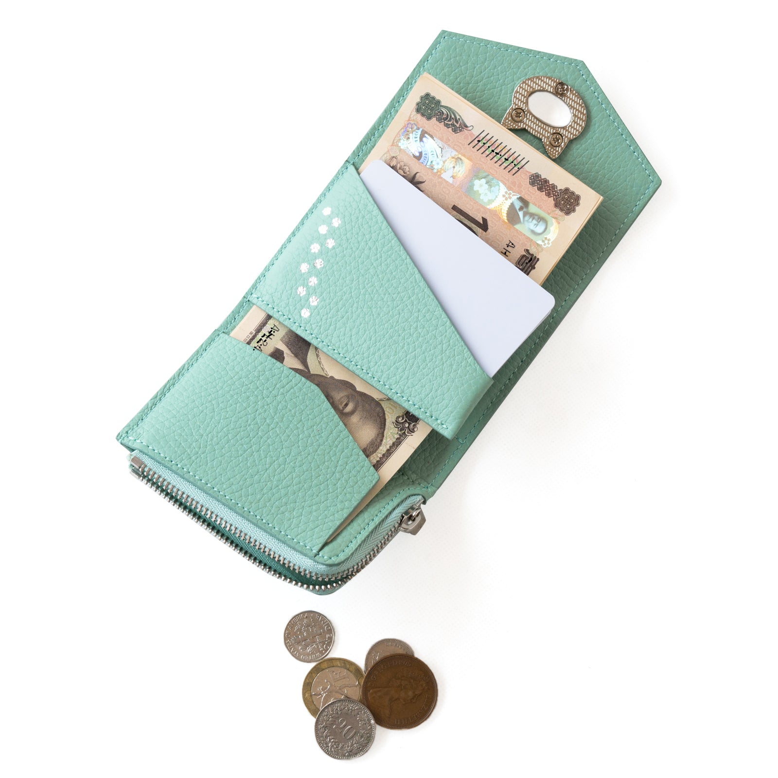 [9/22 (Sun) One-day only, pre-order sales] Handy Wallet Nyapera Cuir Mache / Mint