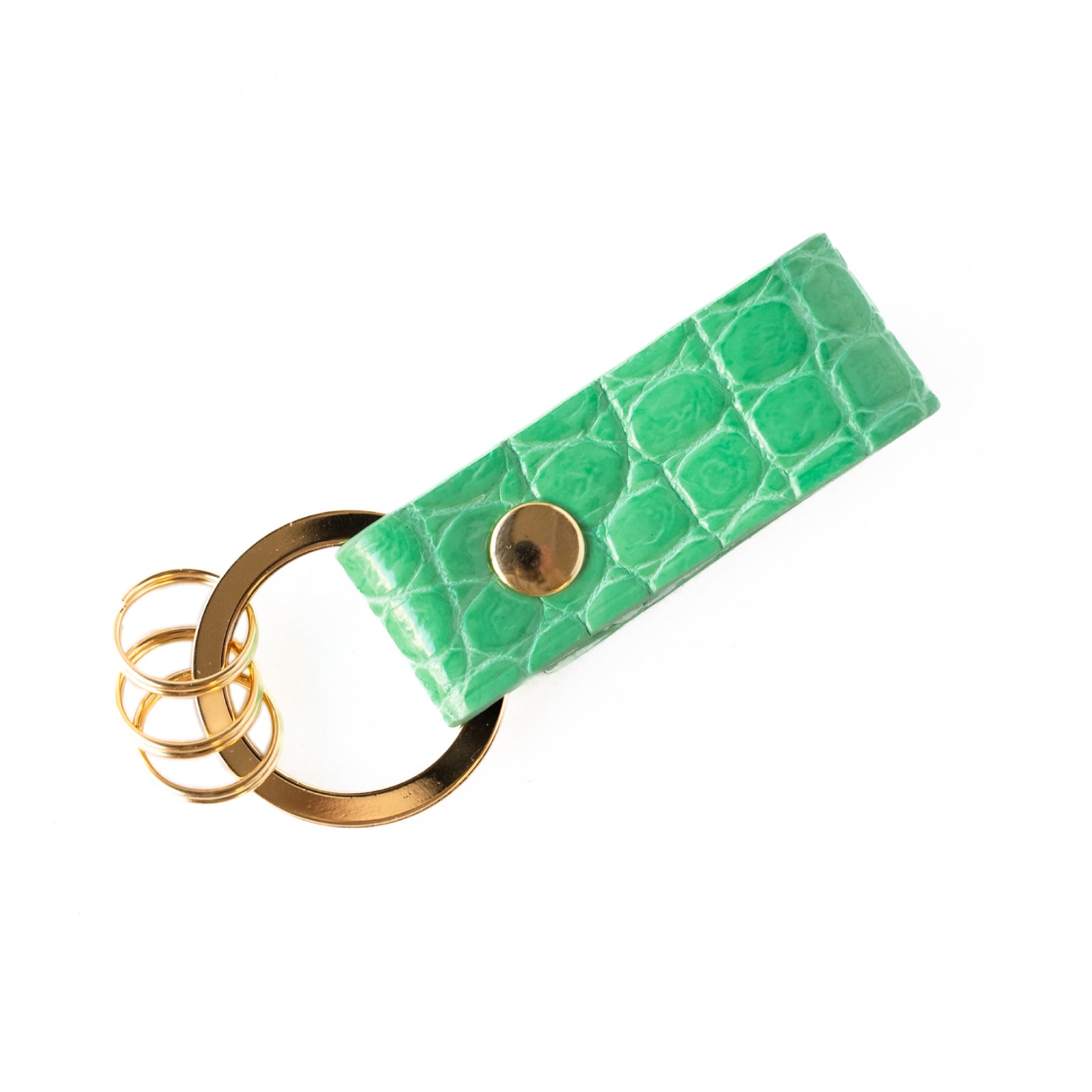 Leather key ring Crocodile (shiny) / Turquoise