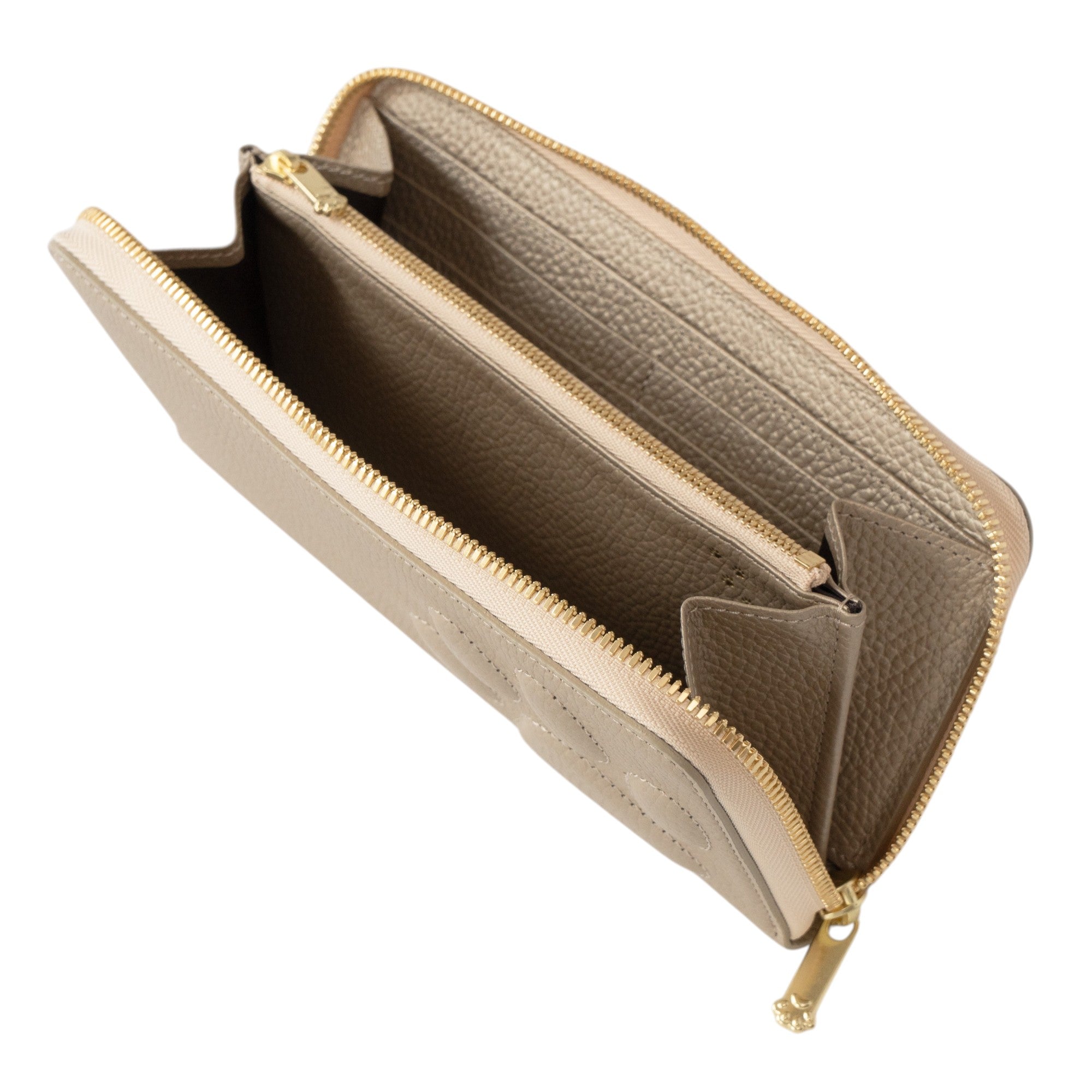 [Limited Quantity] PAW Round Zipper Long Wallet with Maneki-neko Charm Set / Champagne Gold