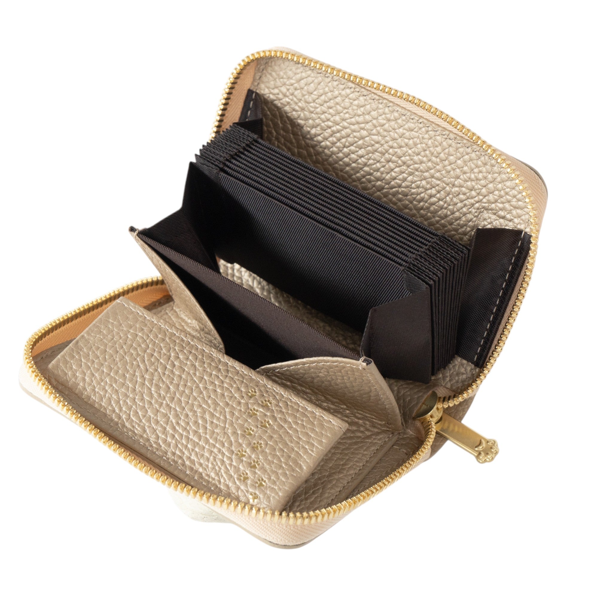 [Limited Edition] PAW Round Zipper Medium Wallet with Maneki-Neko Charm Set / Champagne Gold