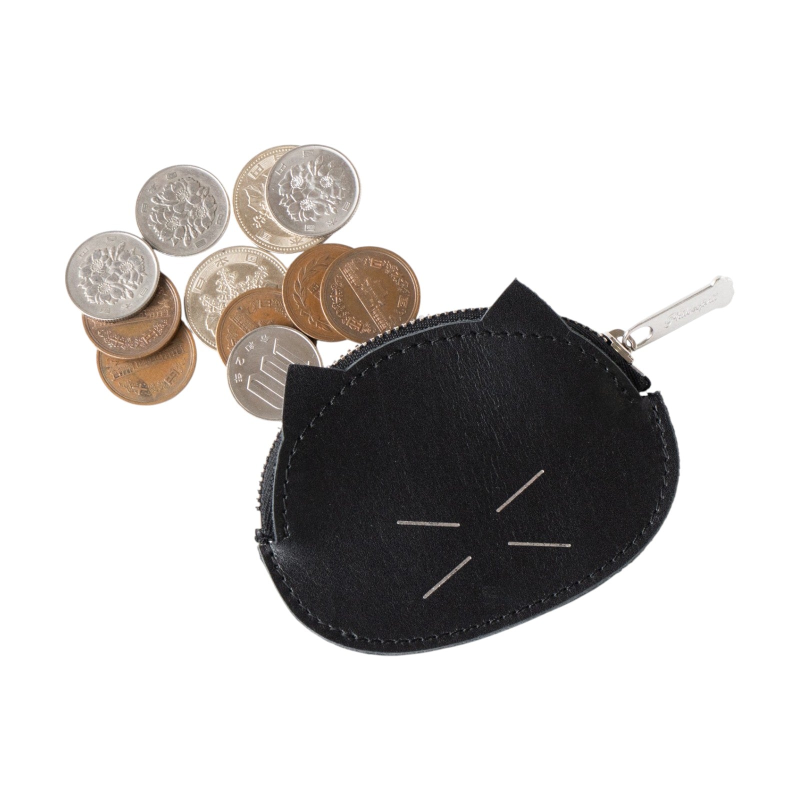 [Limited sale on Thursday, May 22nd] Tomcat cat face coin case in kid leather / black