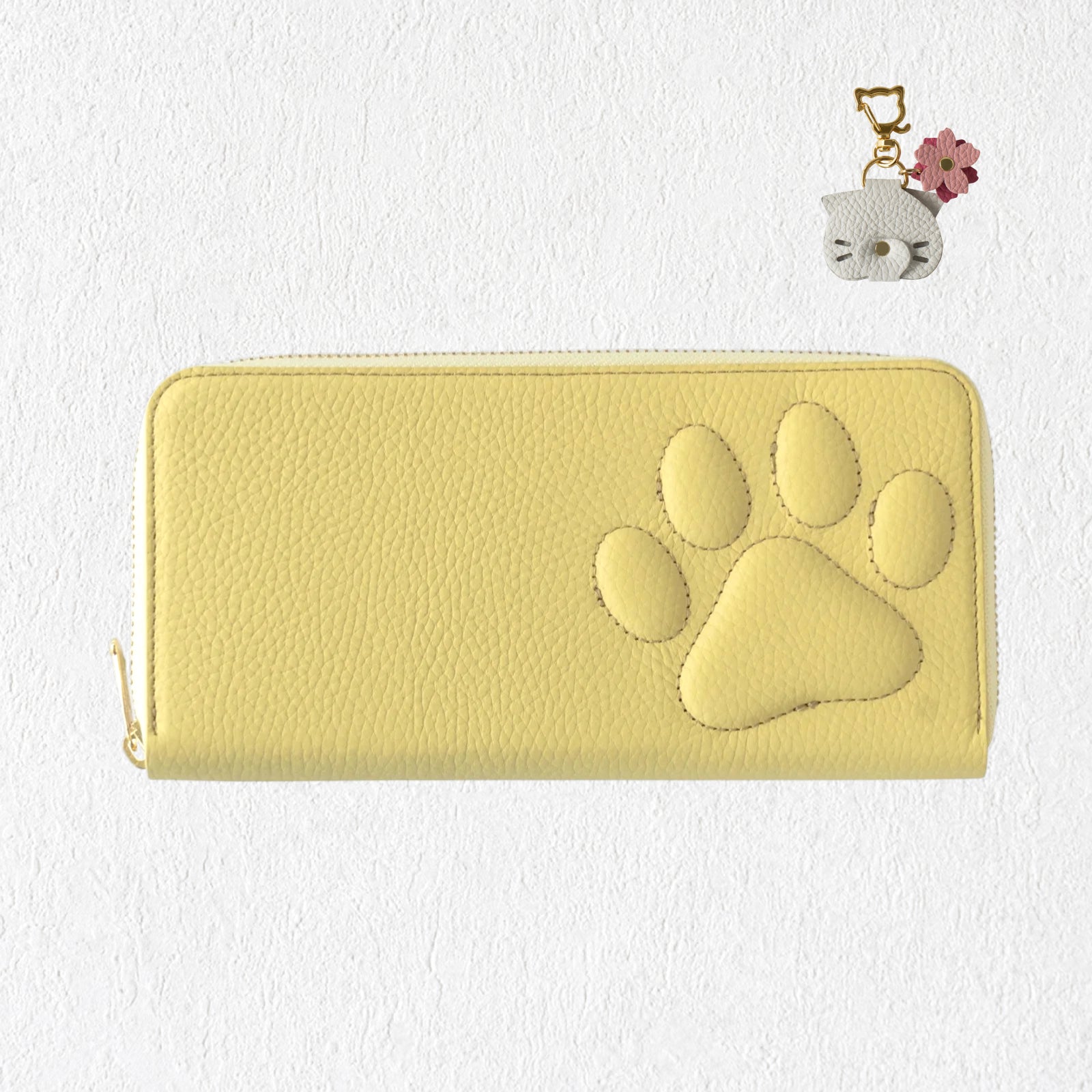 【3/20(金)20:00～ 数量限定】【さくらねこの日特別SET】PAWラウンドファスナー長財布   さくらねこチャームSET  /  ジョーヌプッサン