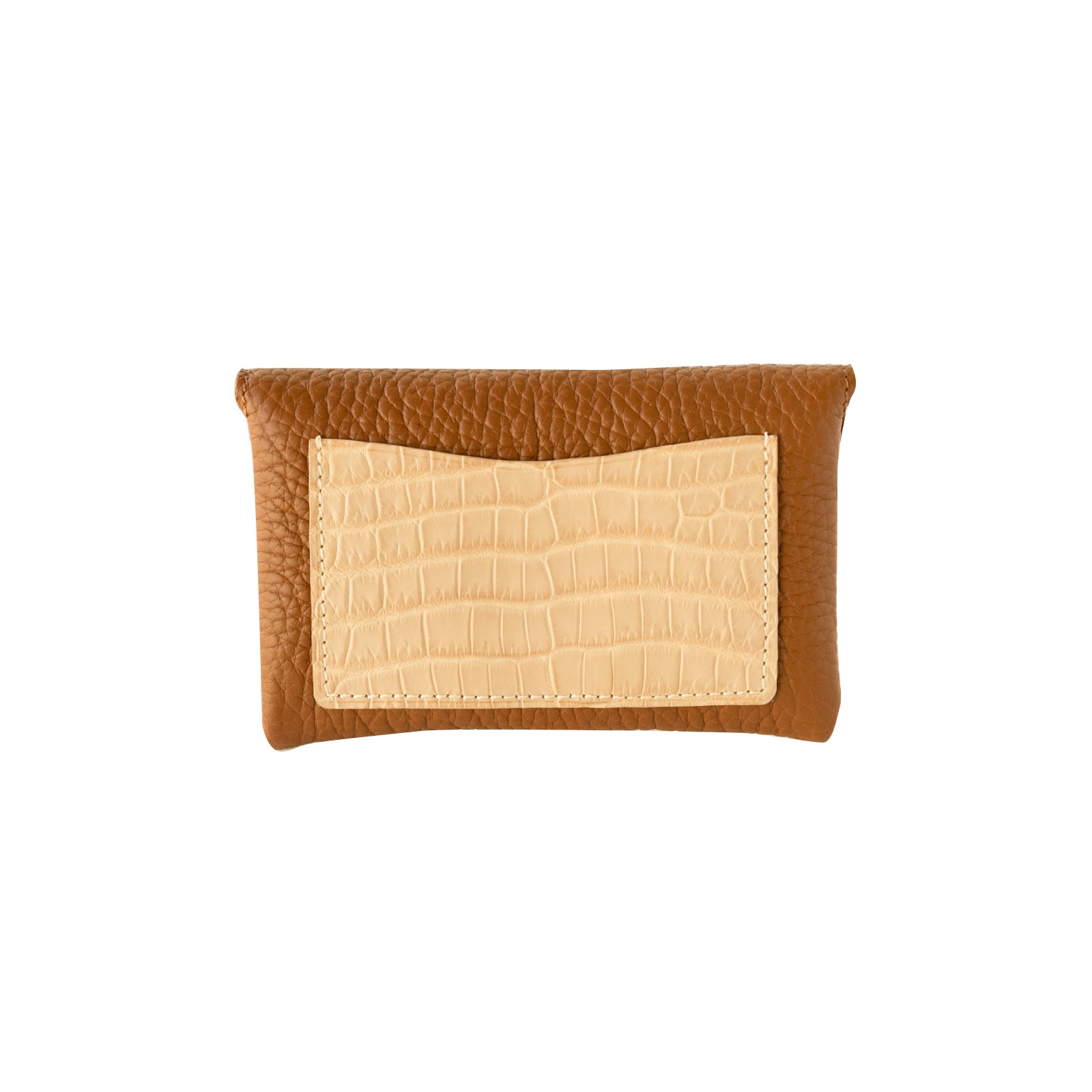 [6th Anniversary Sale] Soft Leather Flap Middle Wallet (with Crocodile Pocket) Taurillon Clemence