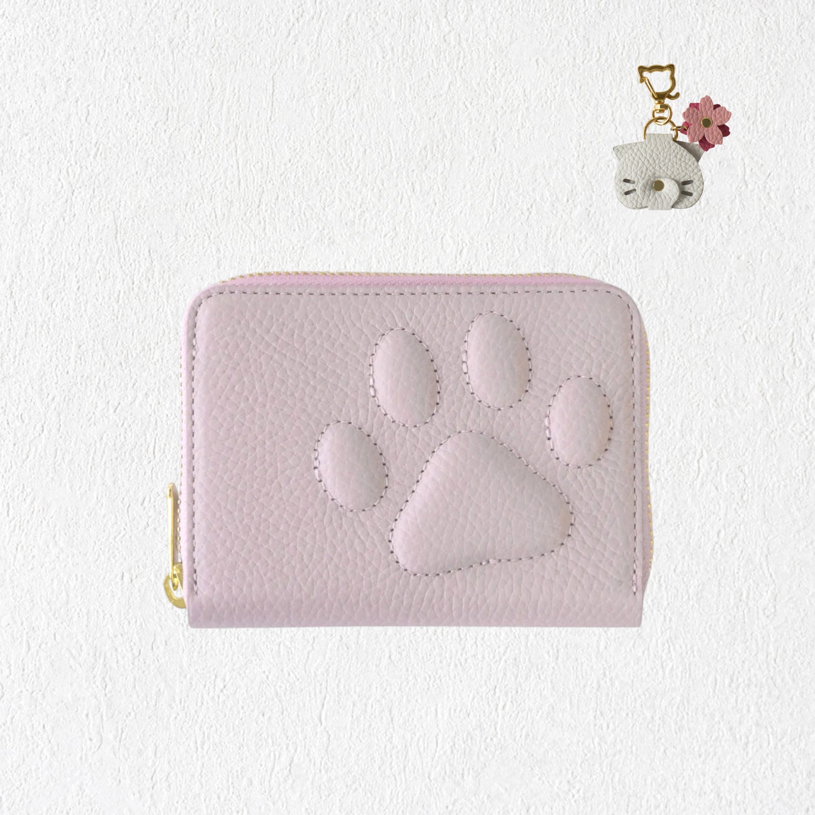 【3/20(金)20:00～ 数量限定】【さくらねこの日特別SET】PAWラウンドファスナーミドル財布    さくらねこチャームSET  /  モーヴシルヴェスティン