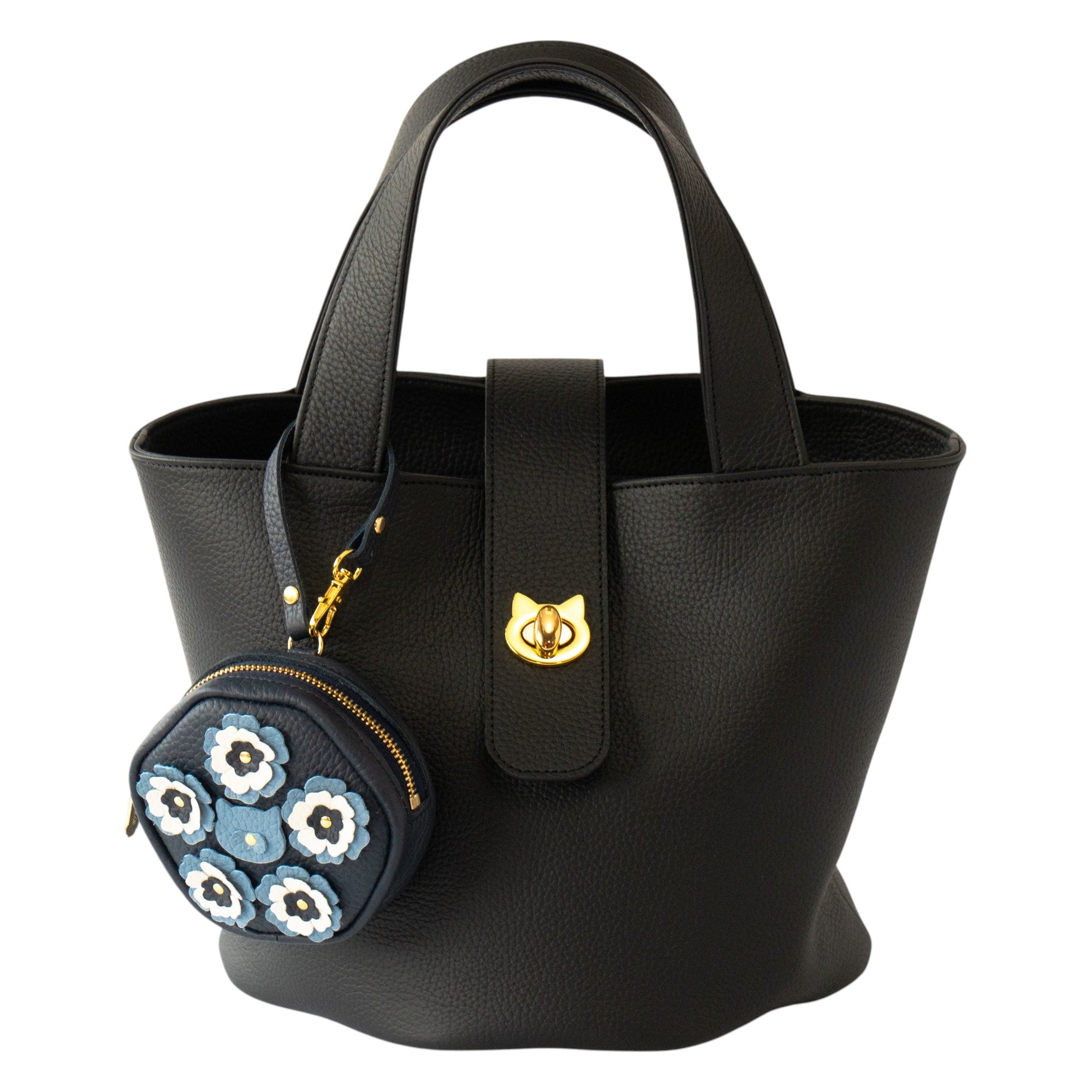 [Pre-order sales: 5/15 (Fri) 22:00 - 5/17 (Sun)] Flower Nyans Charm Pouch - Cuir Mâché / Bleu Nuit